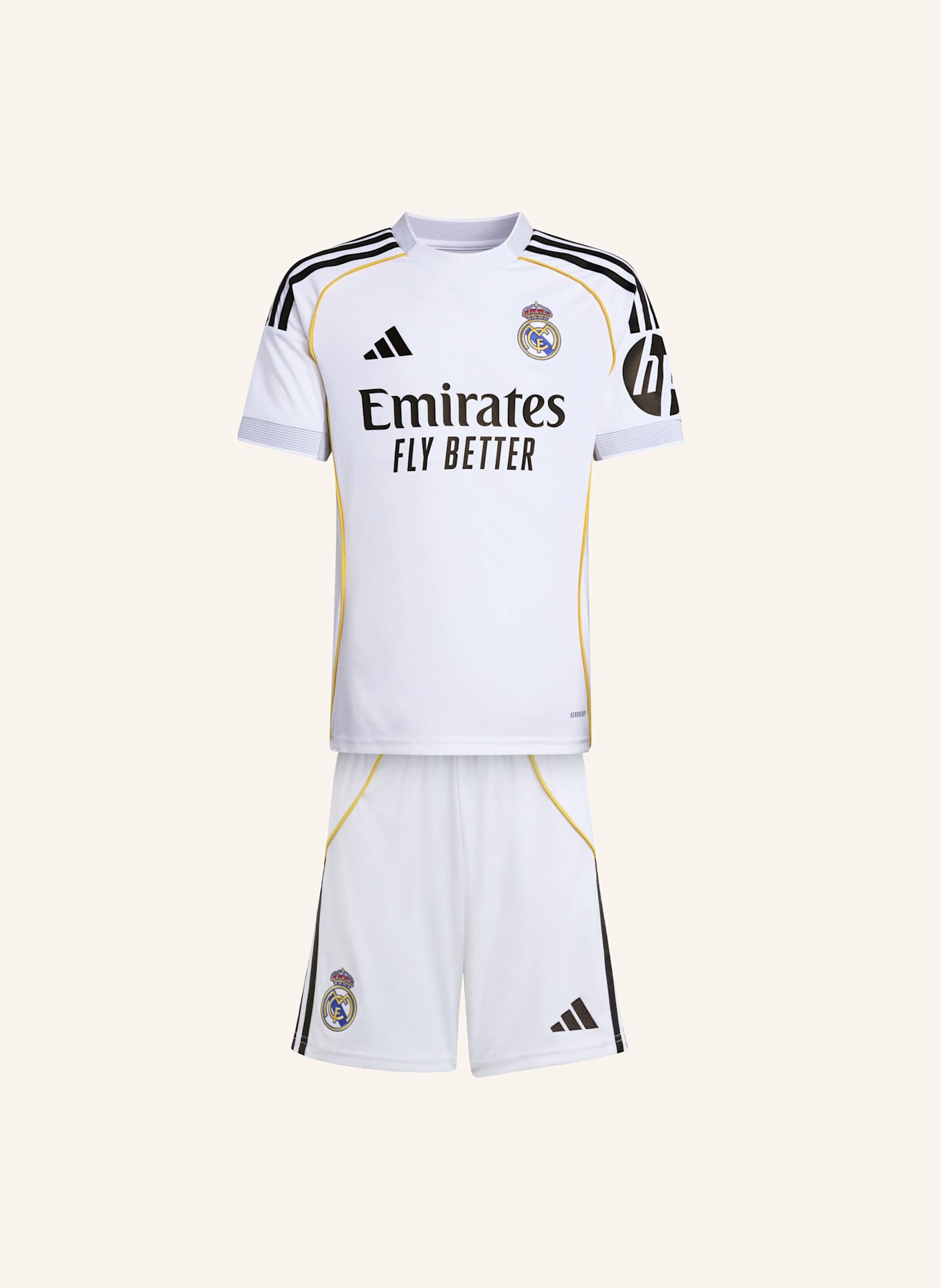 adidas REAL MADRID 25/26 JUNIOR-HEIMAUSRÜSTUNG: WEISS
