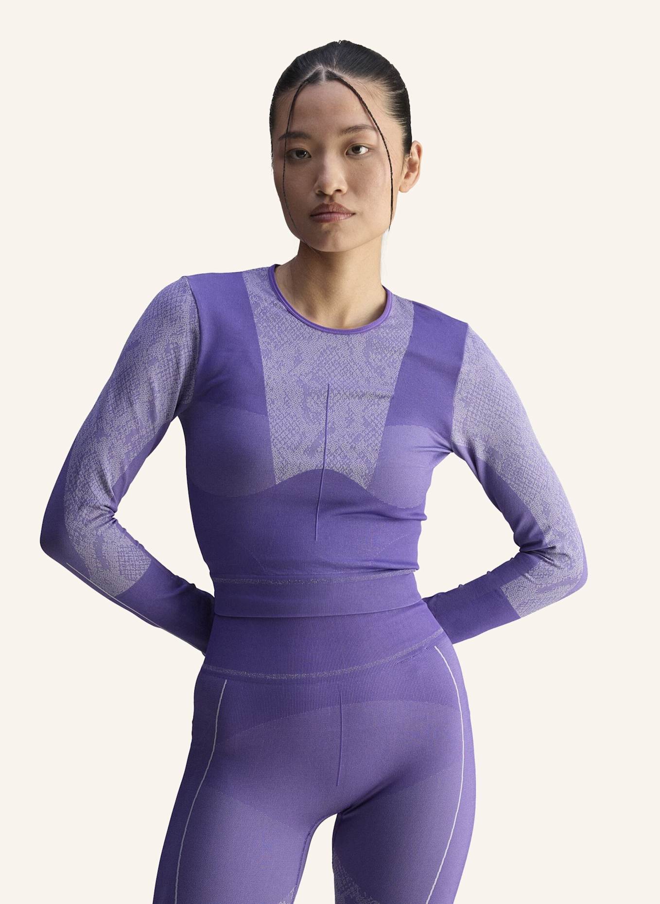adidas by Stella McCartney ADIDAS BY STELLA MCCARTNEY SEAMLESS YOGA LONGSLEEVE: LILA/ GRAU