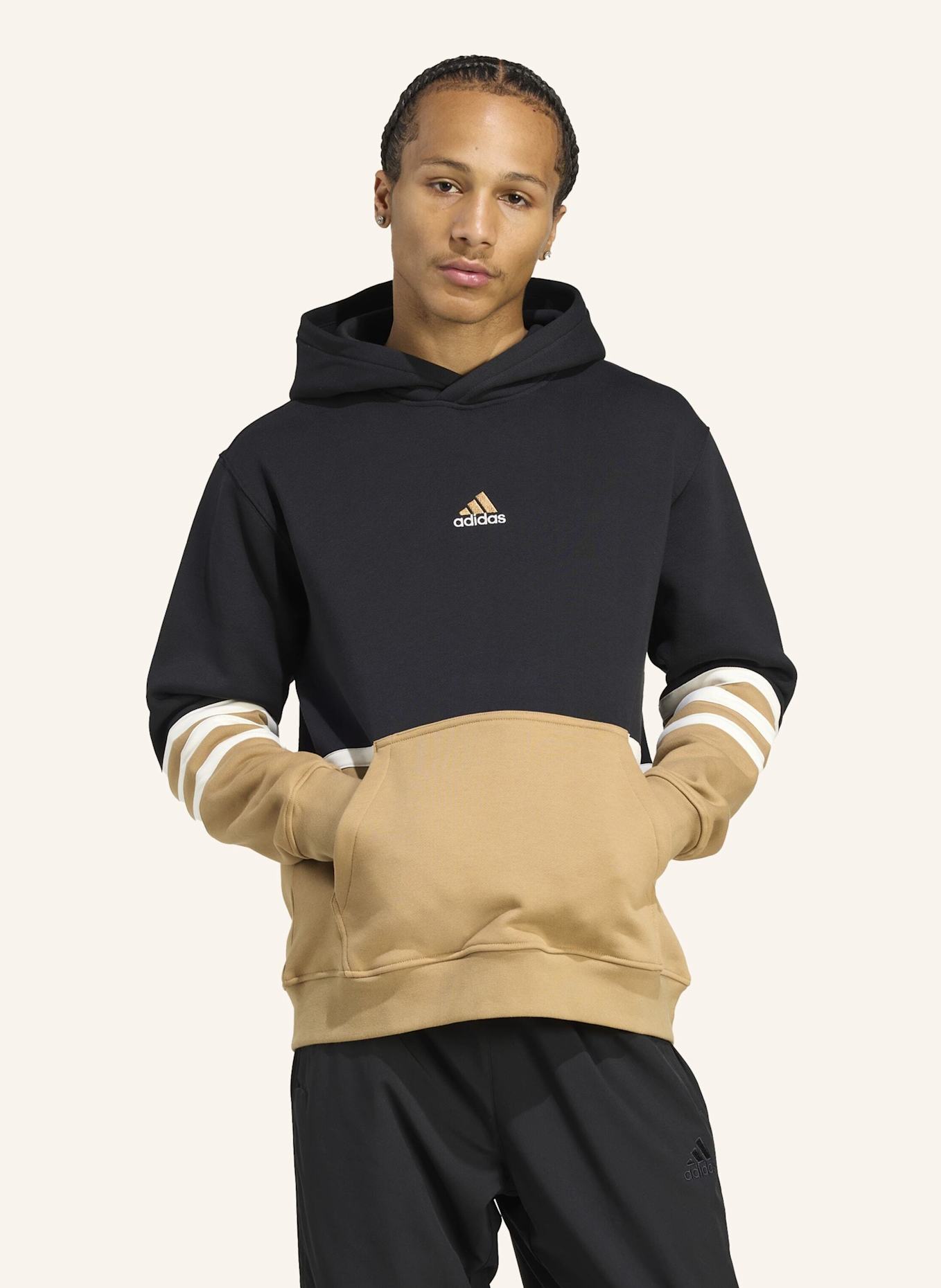 adidas Originals ARCHIVE CUTLINE HOODIE: SCHWARZ/ BRAUN