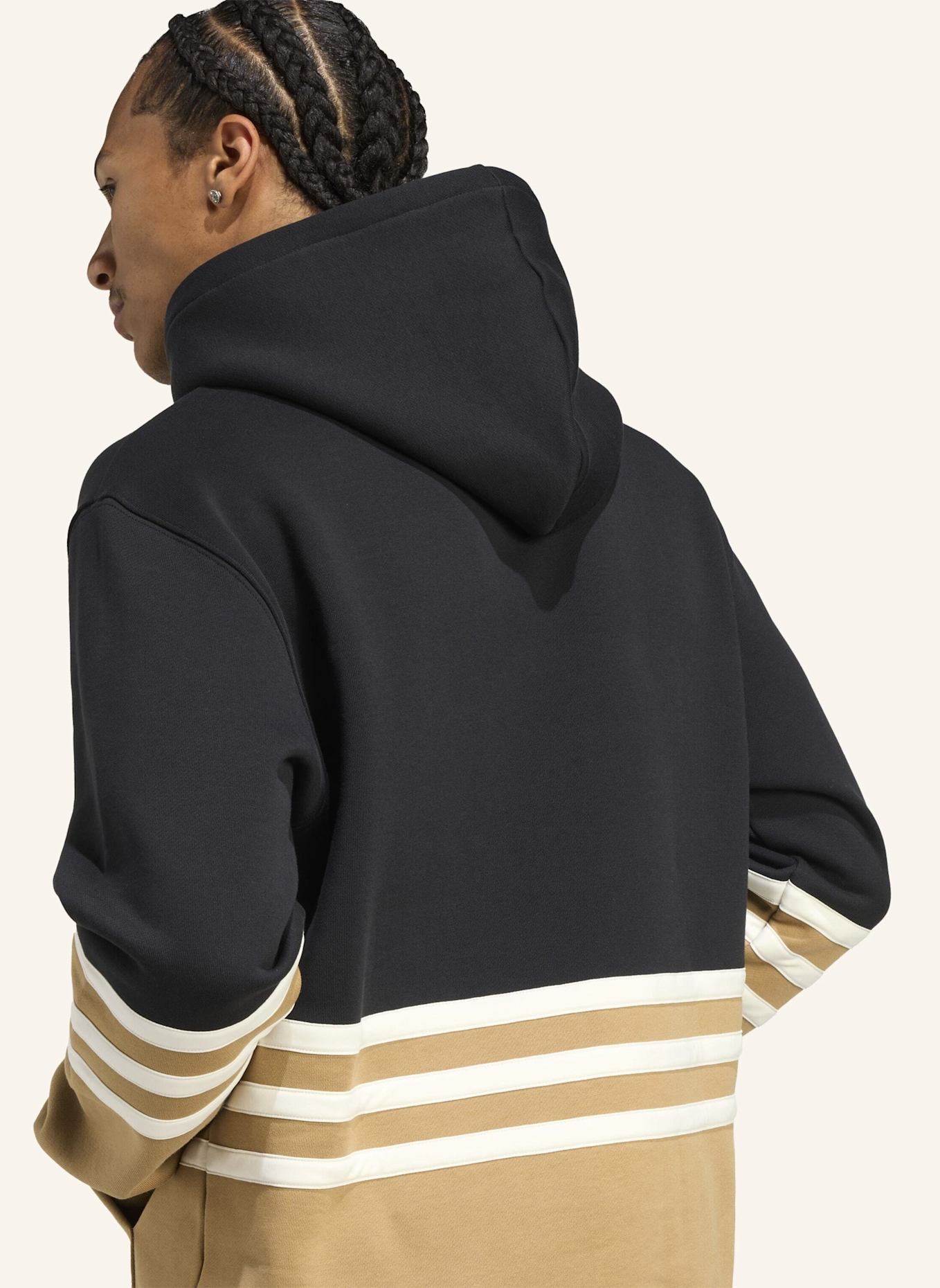 adidas Originals ARCHIVE CUTLINE HOODIE: SCHWARZ/ BRAUN