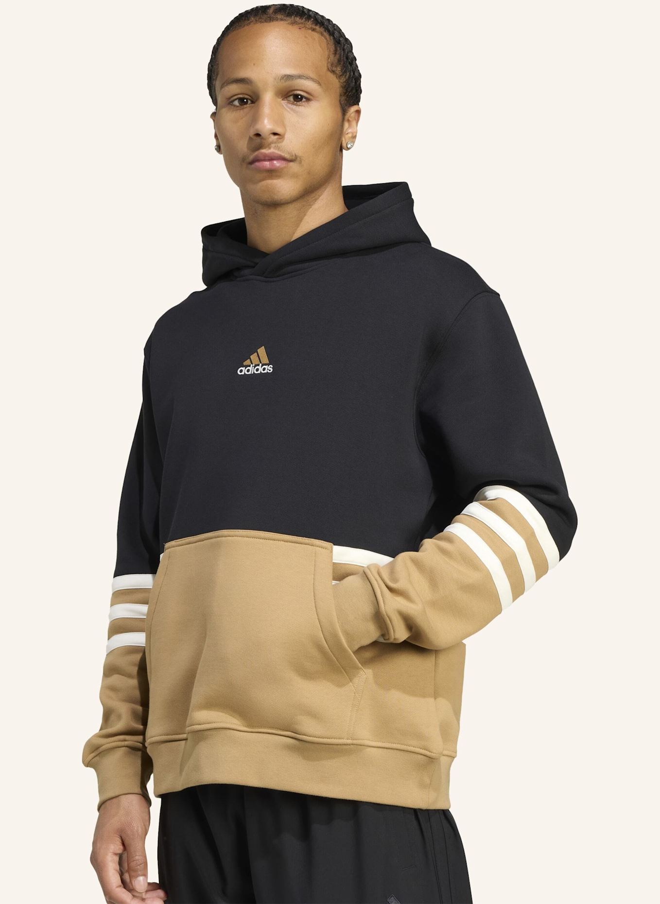 adidas Originals ARCHIVE CUTLINE HOODIE: SCHWARZ/ BRAUN