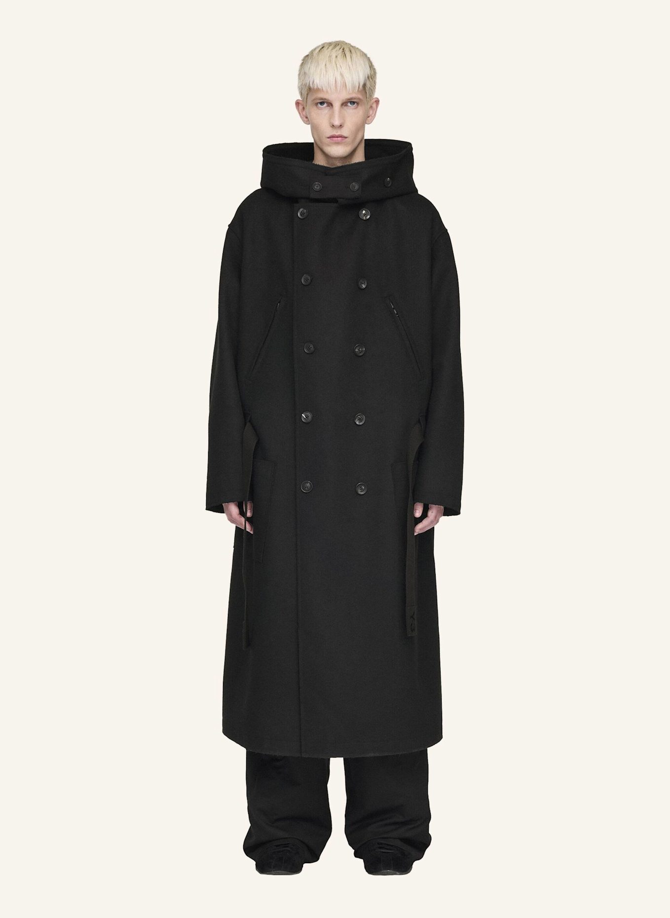 Y-3 Y-3 BONDED MELTON COAT: SCHWARZ