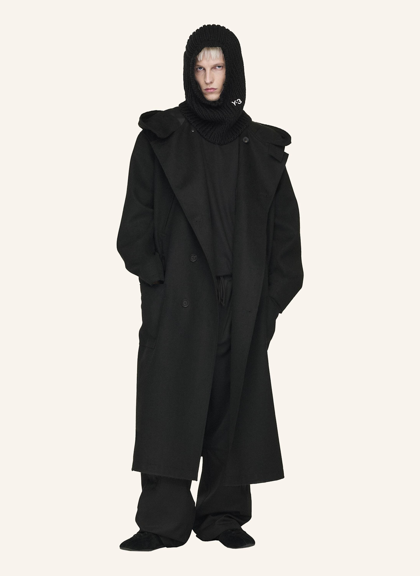 Y-3 Y-3 BONDED MELTON COAT: SCHWARZ