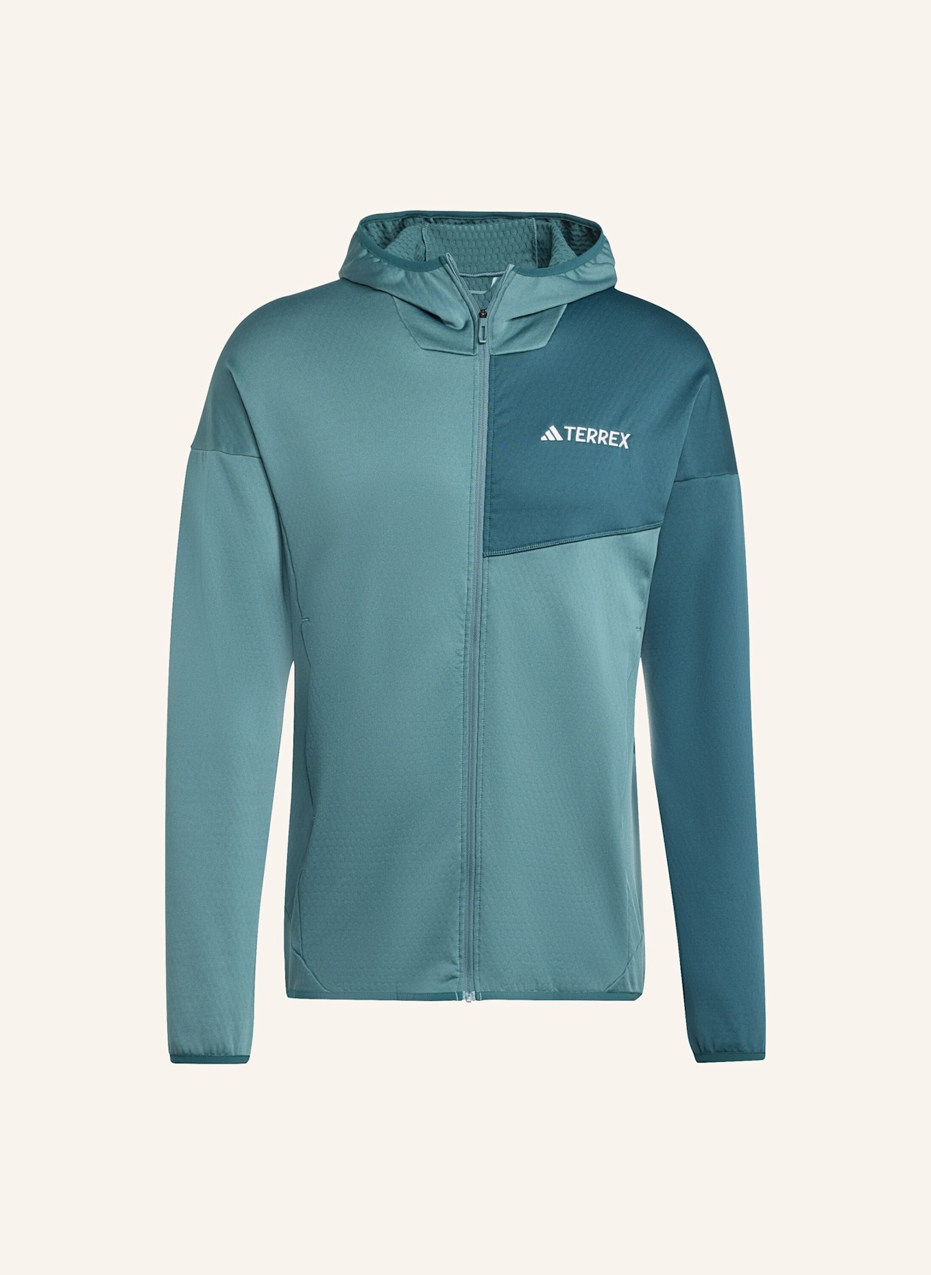 adidas TERREX TERREX XPERIOR CLIMAWARM LIGHT FLEECE KAPUZENJACKE: TÜRKIS/ GRÜN