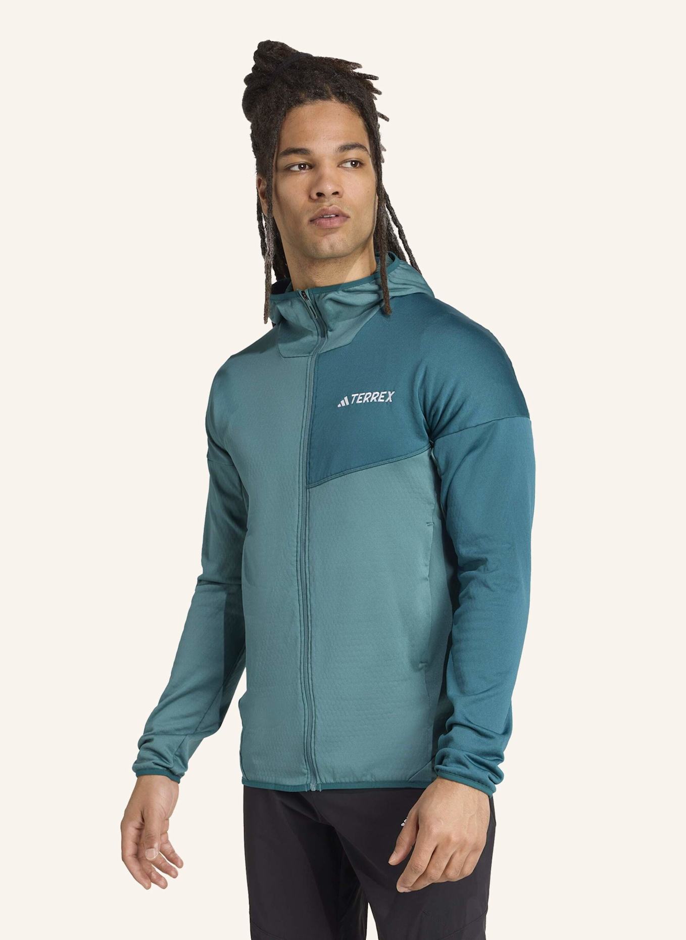 adidas TERREX TERREX XPERIOR CLIMAWARM LIGHT FLEECE KAPUZENJACKE: TÜRKIS/ GRÜN