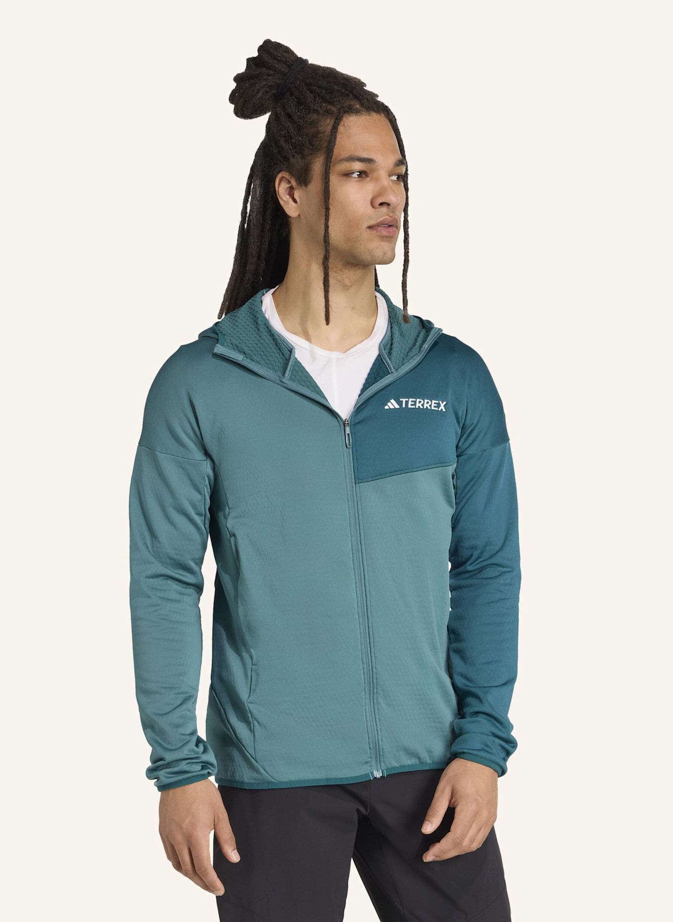 adidas TERREX TERREX XPERIOR CLIMAWARM LIGHT FLEECE KAPUZENJACKE: TÜRKIS/ GRÜN
