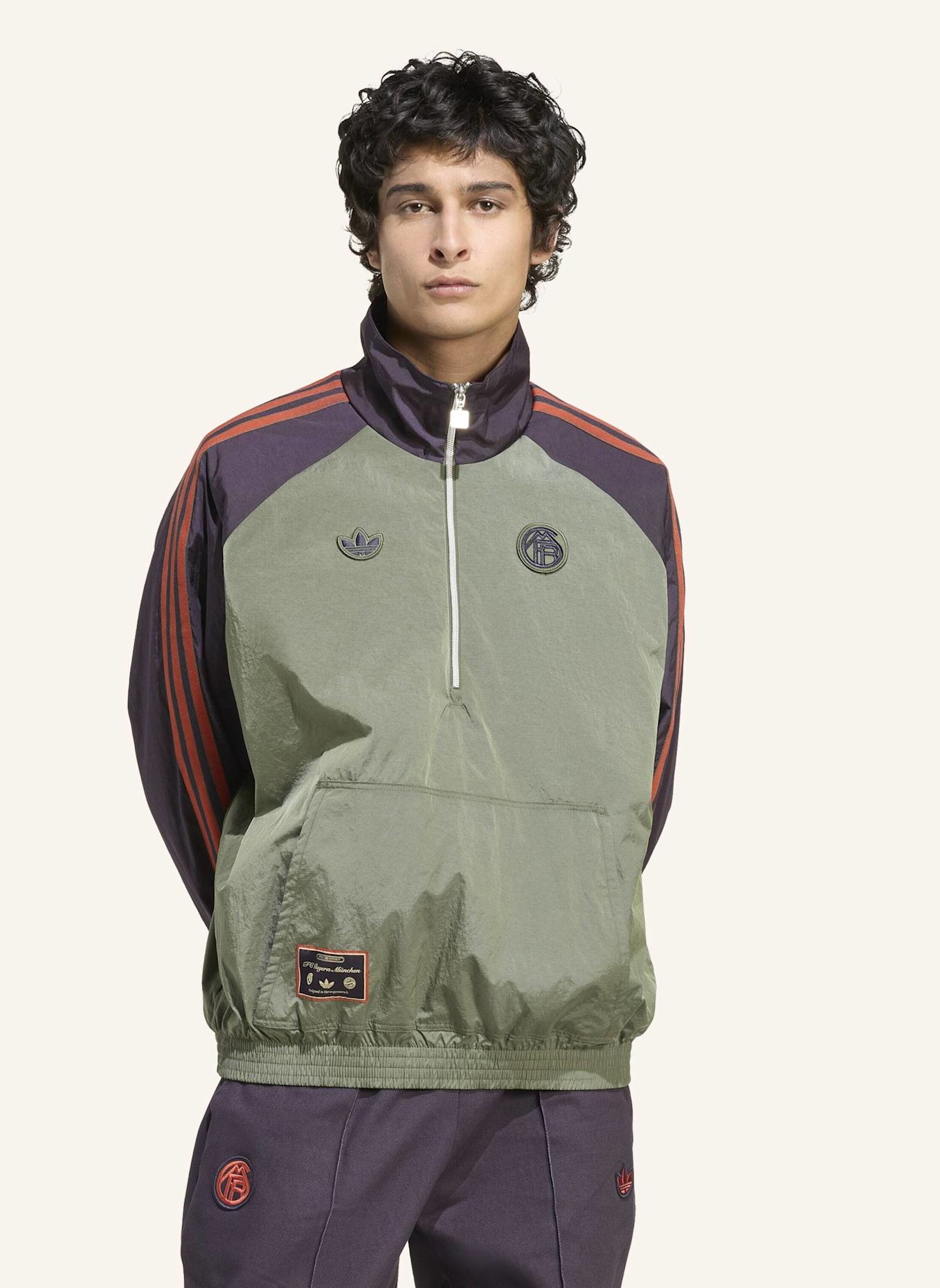 adidas Originals FC BAYERN MÜNCHEN TERRACE ICONS JACKE MIT REISSVERSCHLUSS BIS ZUR BRUST: GRÜN/ SCHWARZ