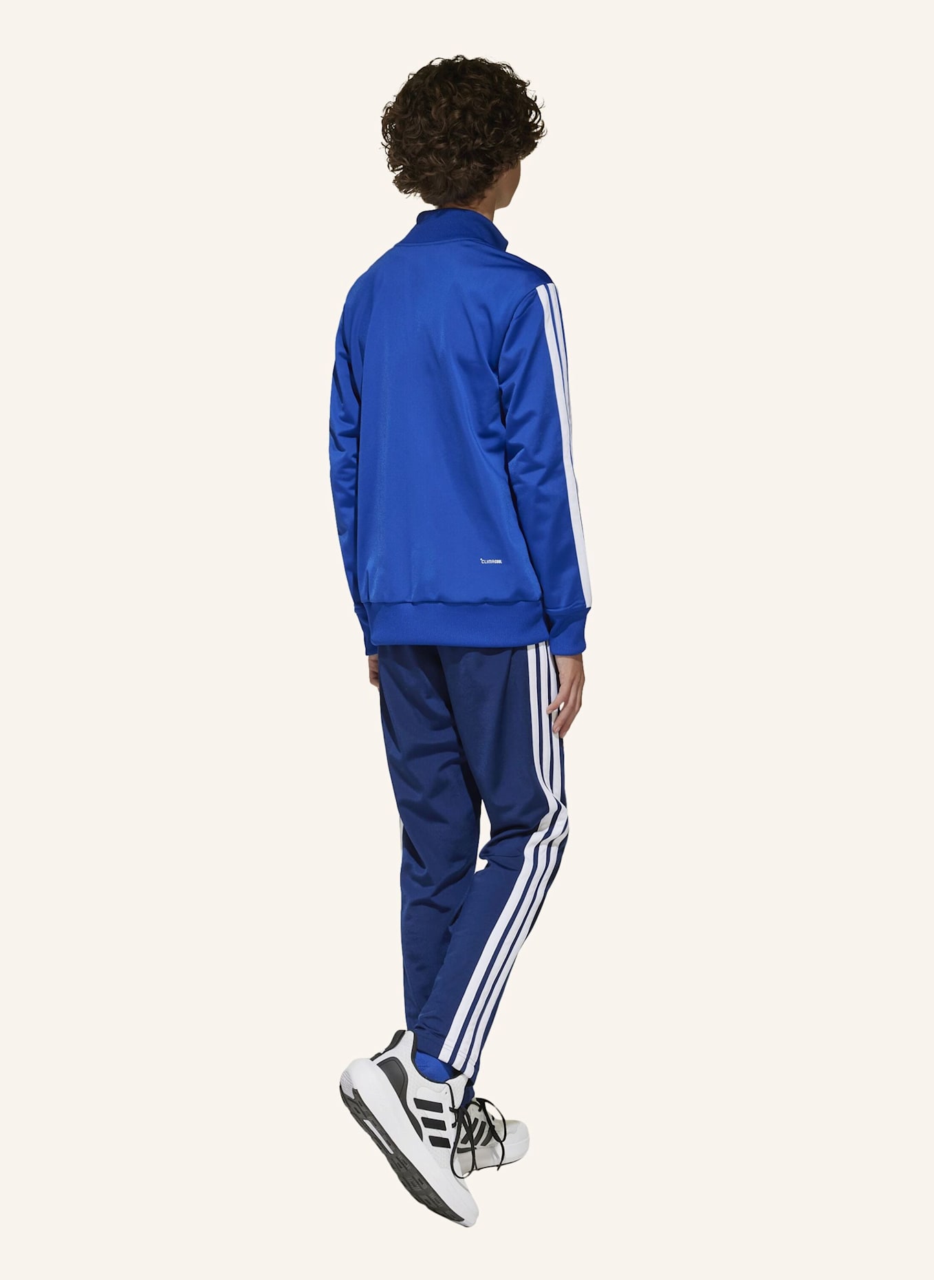 adidas SEASONAL ESSENTIALS TIBERIO 3-STREIFEN TRICOT KIDS TRAININGSANZUG: BLAU/ WEISS