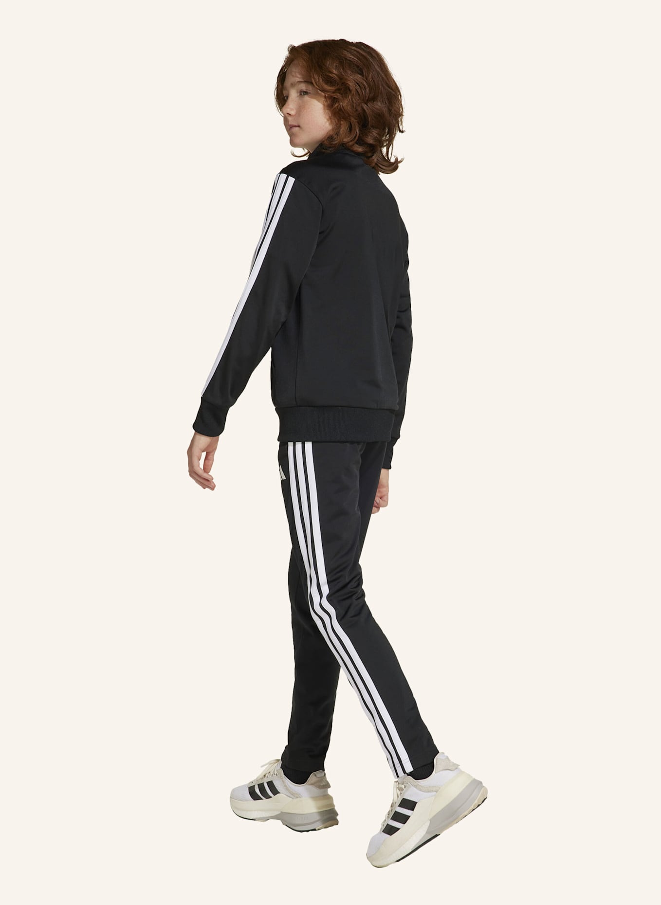 adidas SEASONAL ESSENTIALS TIBERIO 3-STREIFEN TRICOT KIDS TRAININGSANZUG: SCHWARZ/ WEISS/ GRAU