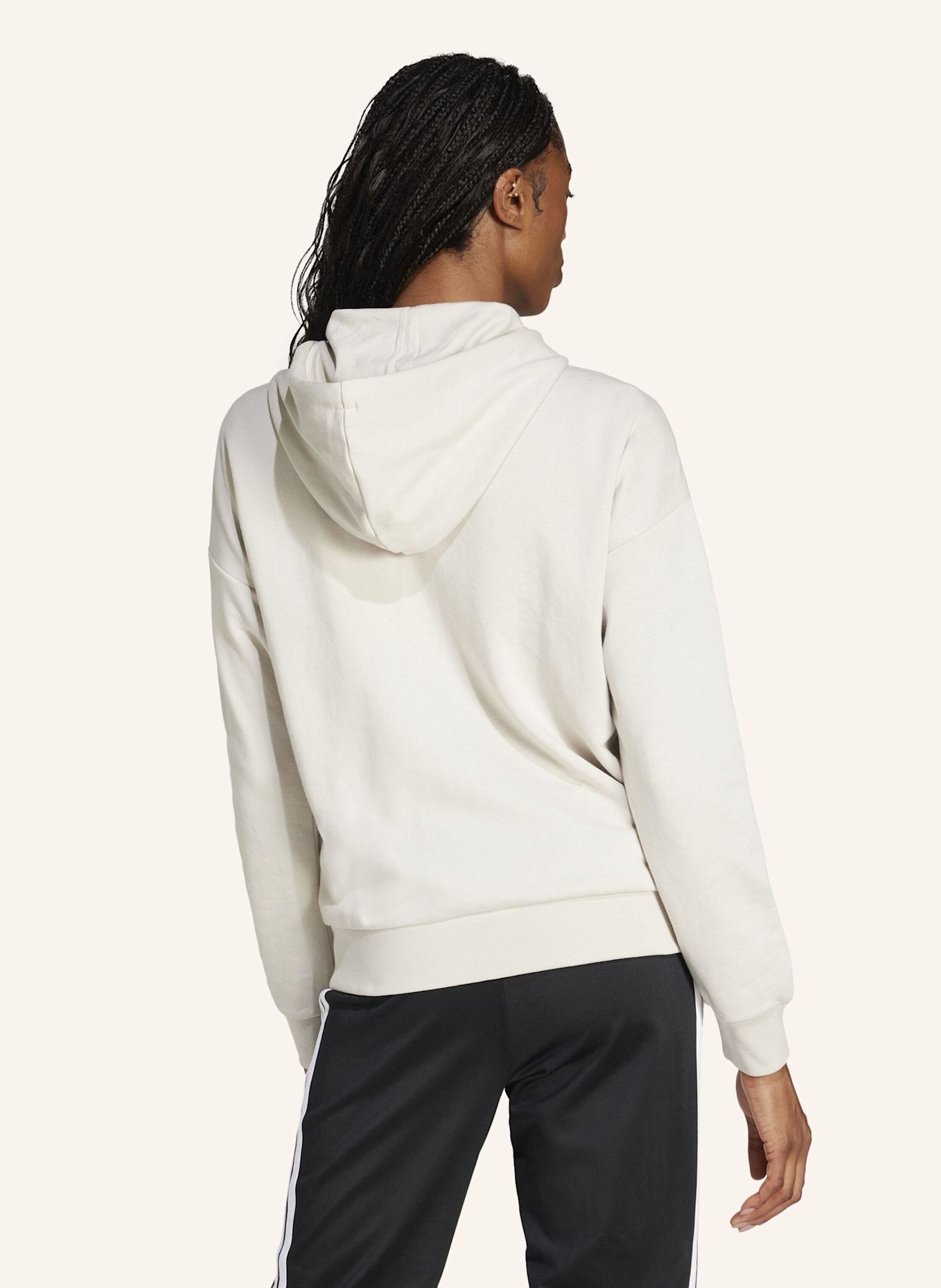 adidas ESSENTIALS LINEAR FRENCH TERRY KAPUZENJACKE: BEIGE/ WEISS