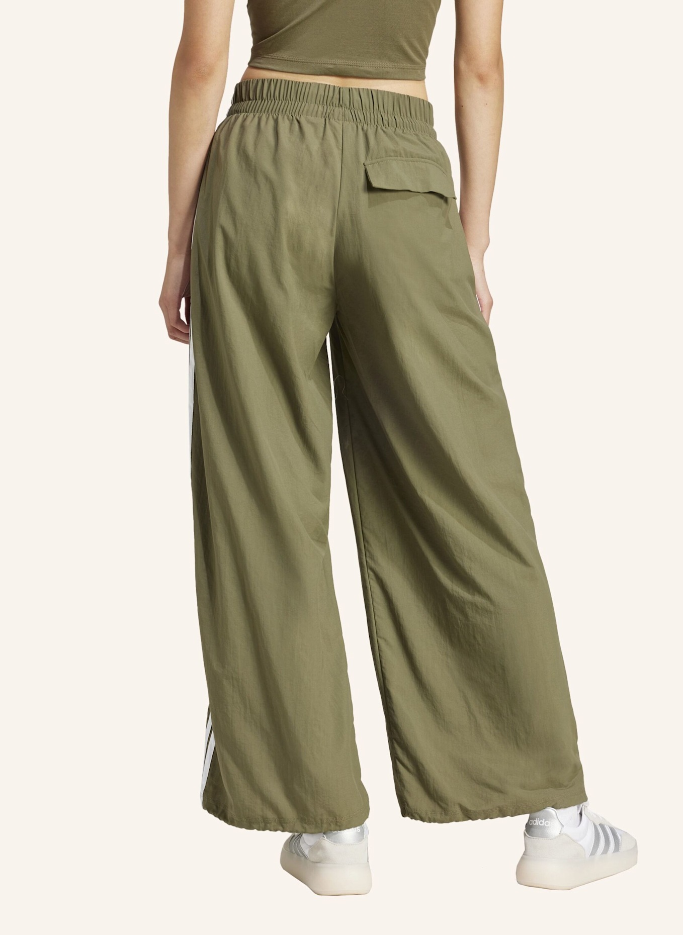 adidas ESSENTIALS 3-STREIFEN LIFESTYLE WOVEN PARACHUTE HOSE: WEISS