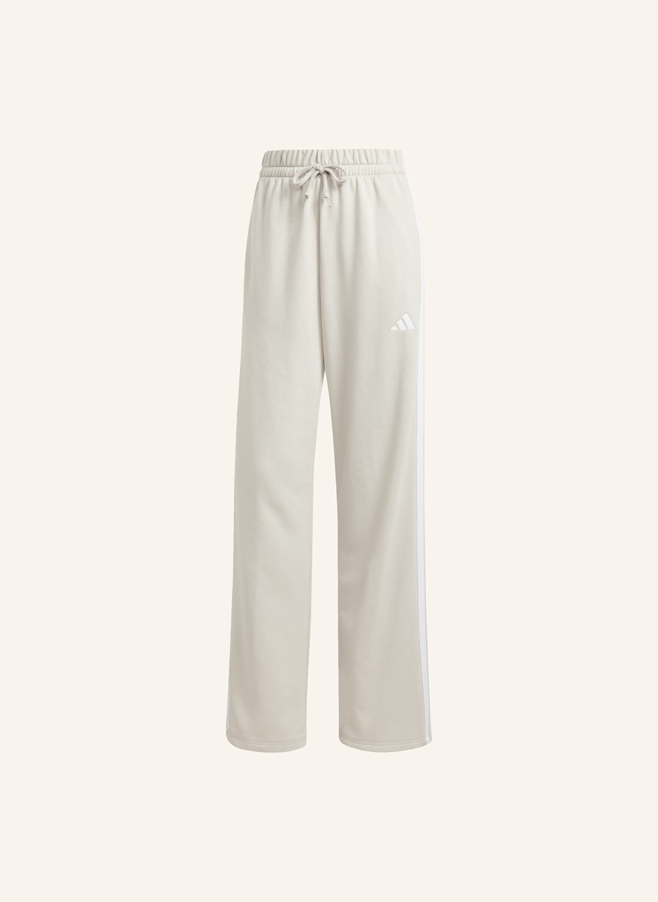 adidas ESSENTIALS 3-STREIFEN OPEN HEM FRENCH TERRY HOSE: BEIGE/ WEISS
