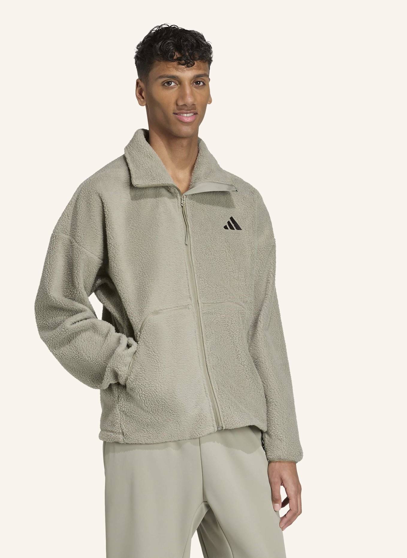 adidas CITY TECH HIGH PILE FLEECEJACKE MIT DURCHGEHENDEM REISSVERSCHLUSS: SILBER