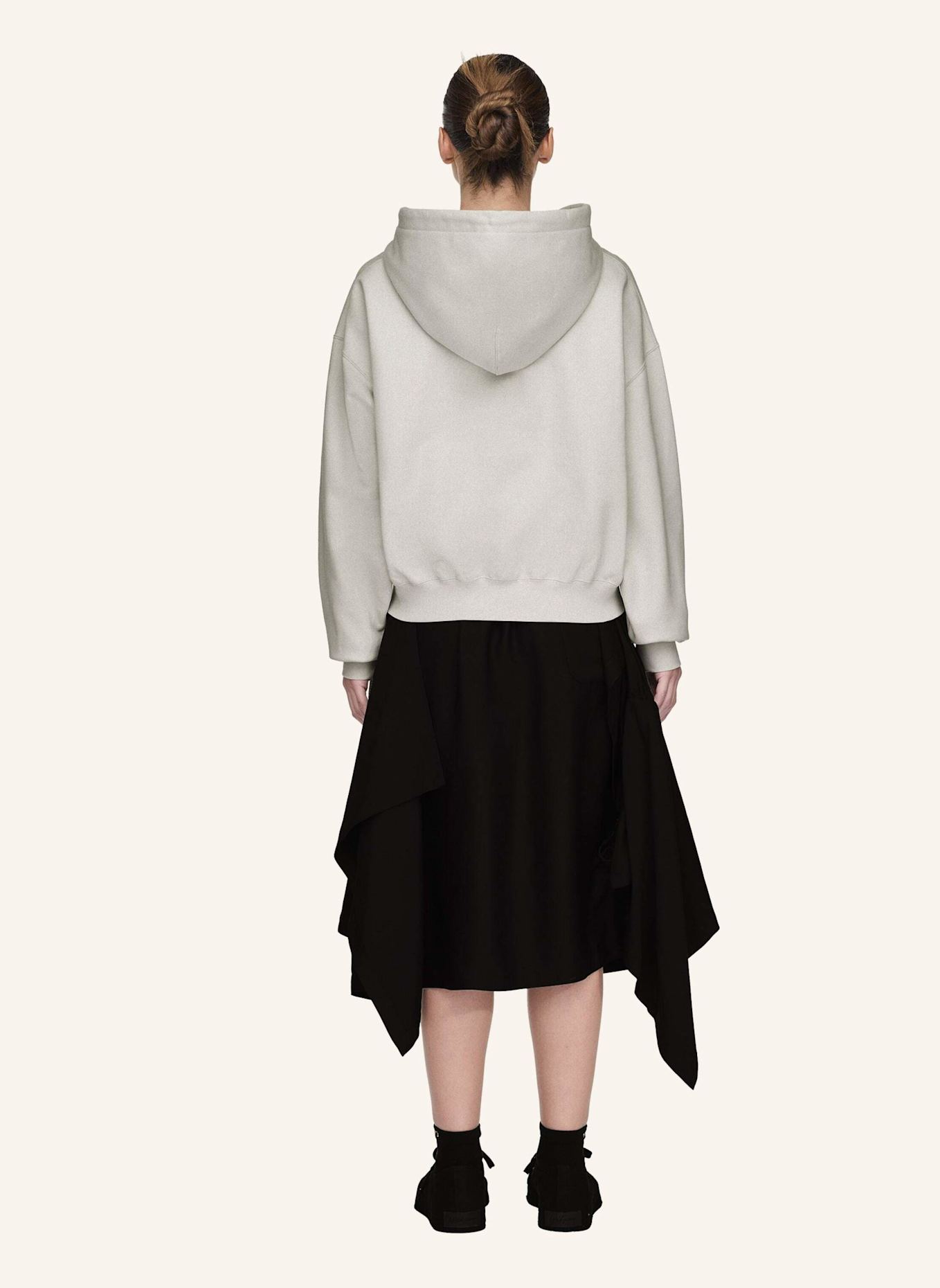 Y-3 Y-3 ANGERAUTES FROTTEE KASTIGE KAPUZENJACKE: GRAU