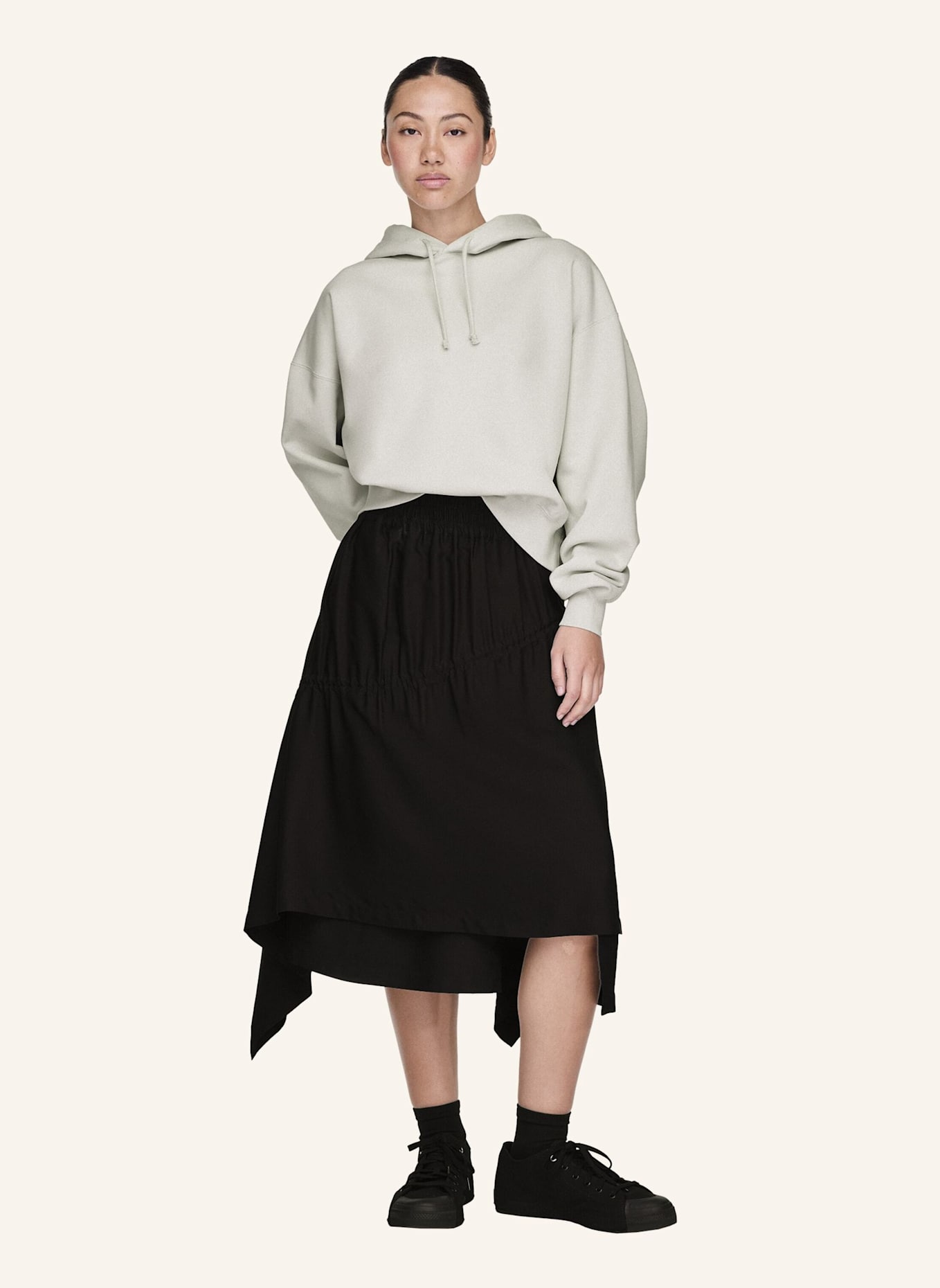 Y-3 Y-3 ANGERAUTES FROTTEE KASTIGE KAPUZENJACKE: GRAU