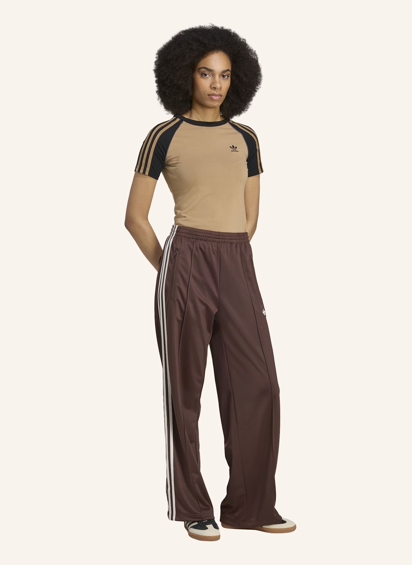 adidas Originals Track Pants FIREBIRD ADICOLOR LOOSE: BRAUN/ WEISS