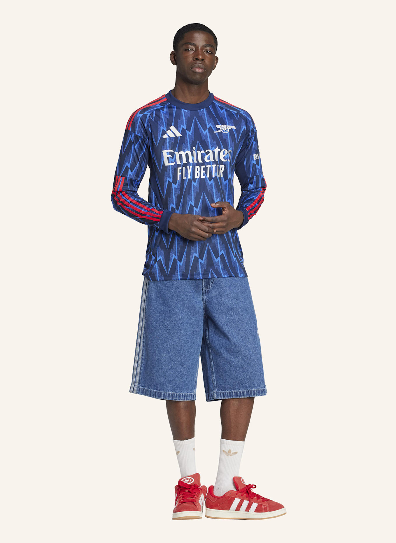 adidas FC ARSENAL 25/26 LONG SLEEVE AUSWÄRTSTRIKOT: BLAU/ GRAU