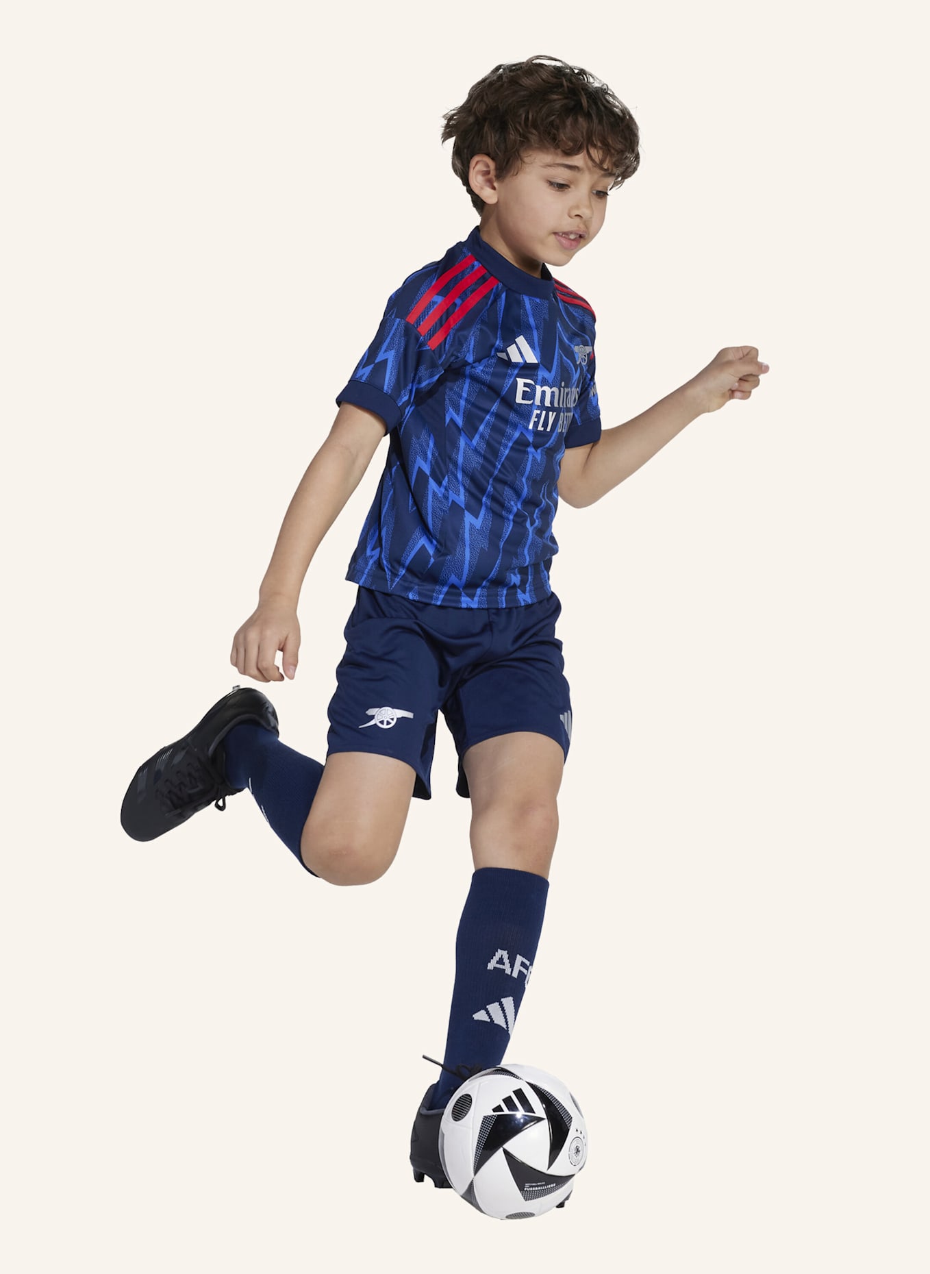 adidas FC ARSENAL 25/26 MINI-AUSWÄRTSAUSRÜSTUNG: BLAU/ SILBER