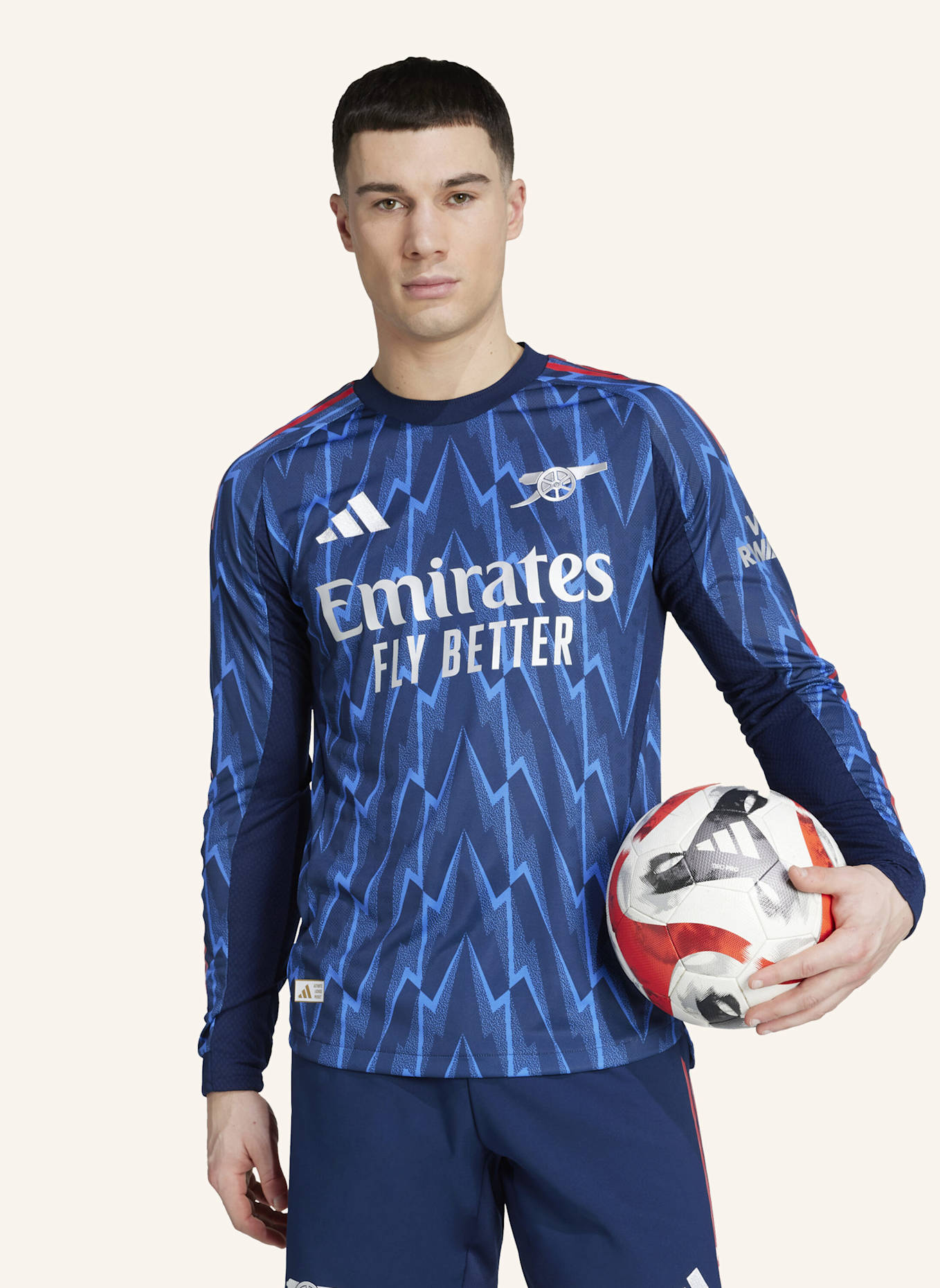 adidas ARSENAL 25/26 LANGARM AUTHENTIC AUSWÄRTSTRIKOT: BLAU/ SILBER