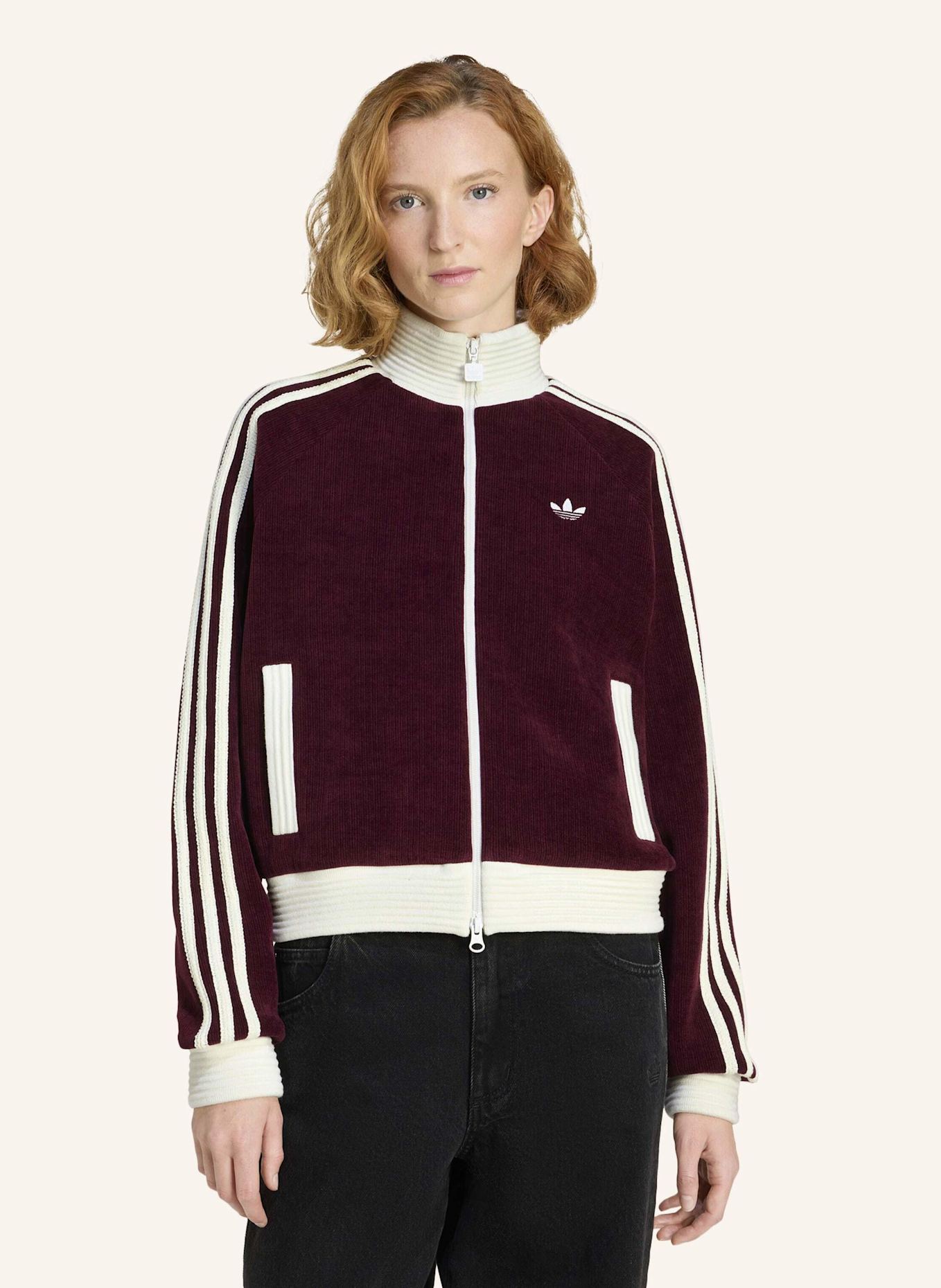 adidas Originals ADIDAS ORIGINALS VELOUR KNIT TRACK TOP: ROT