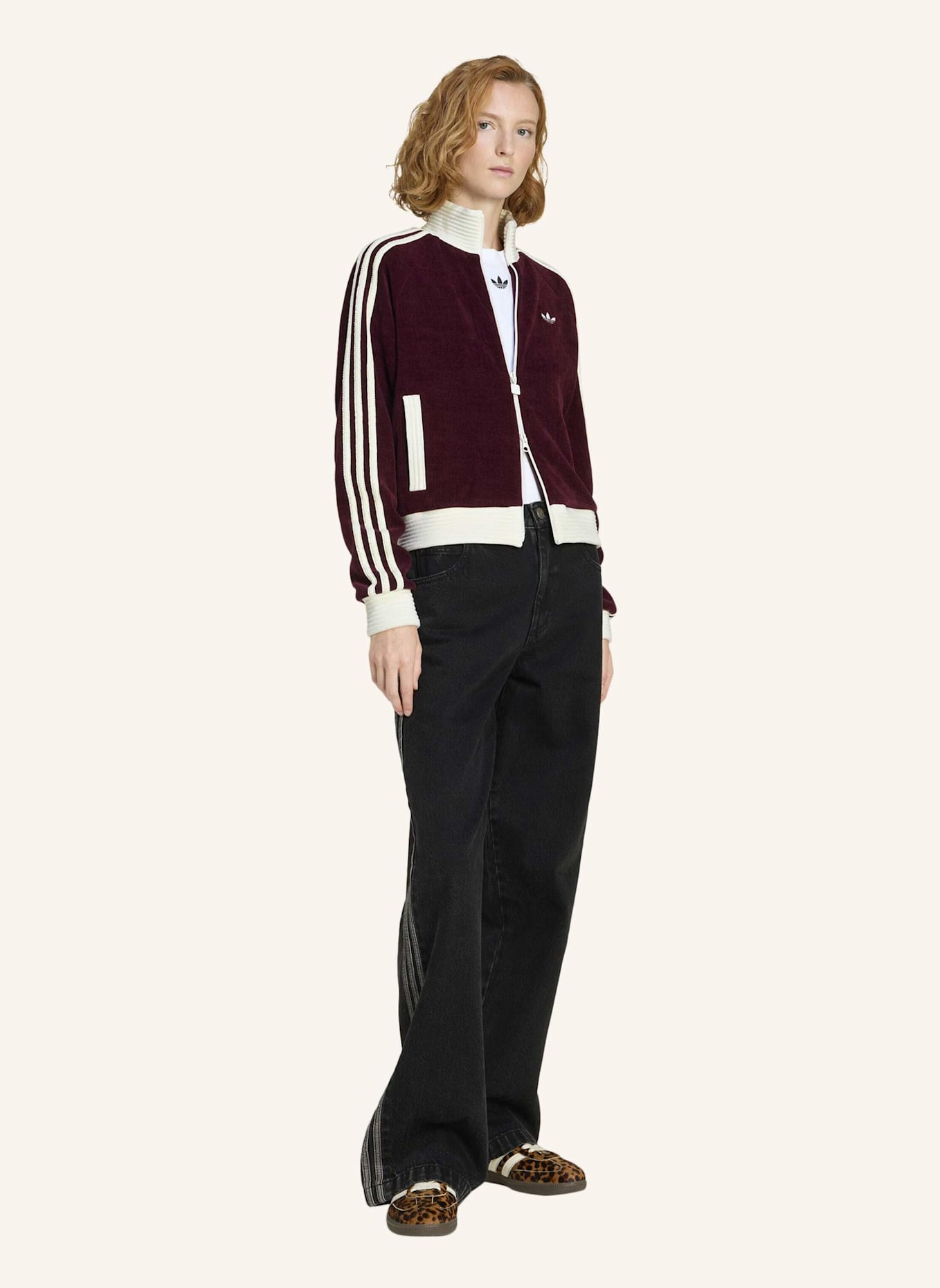 adidas Originals ADIDAS ORIGINALS VELOUR KNIT TRACK TOP: ROT