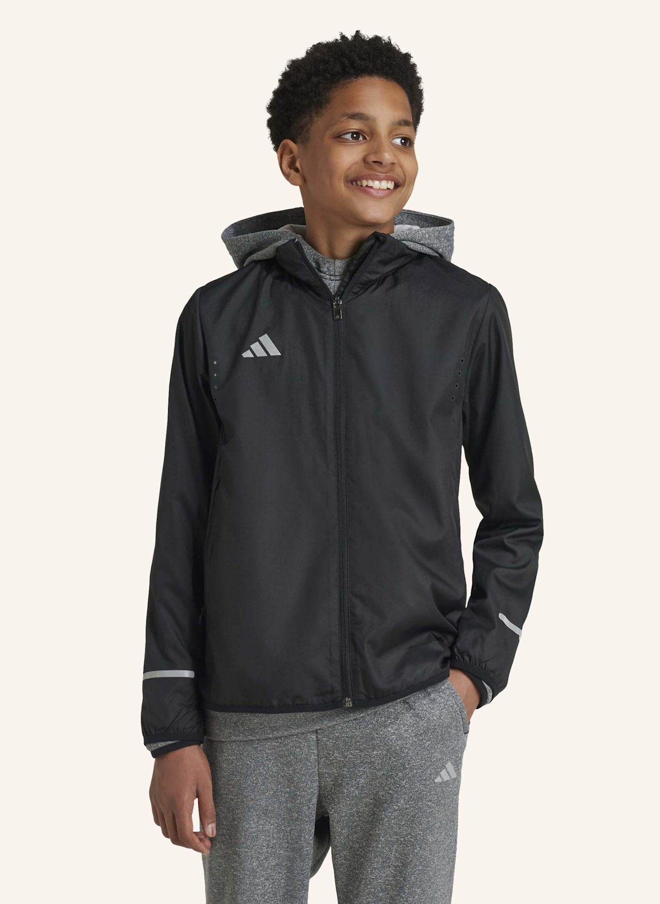 adidas TEAM WIND.RDY KIDS JACKE: SCHWARZ/ SILBER