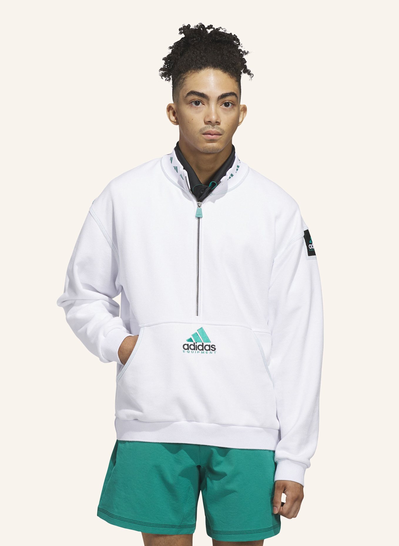 adidas EQUIPMENT QUARTER-ZIP OBERTEIL: WEISS