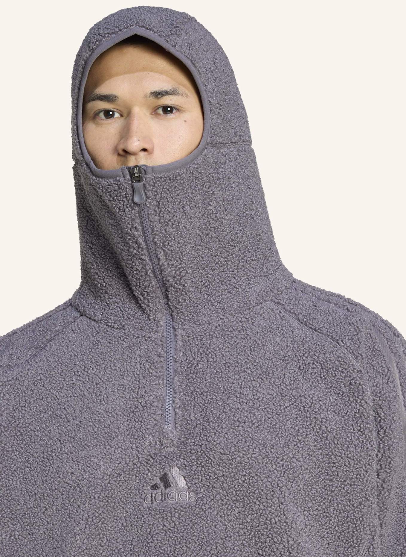 adidas Originals BORG FLEECE TEAMGEIST 1/4 ZIP HOODIE: GRAU