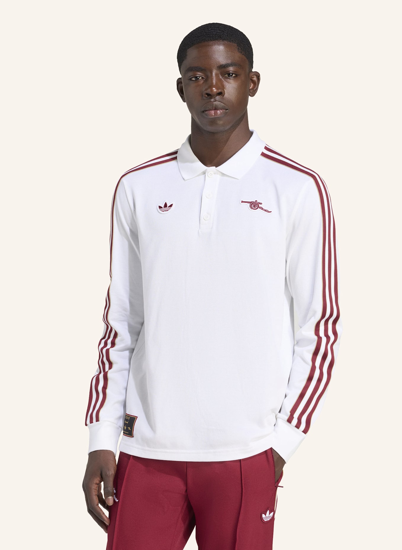 adidas Originals FC ARSENAL TERRACE ICONS LONGSLEEVE POLOSHIRT: WEISS