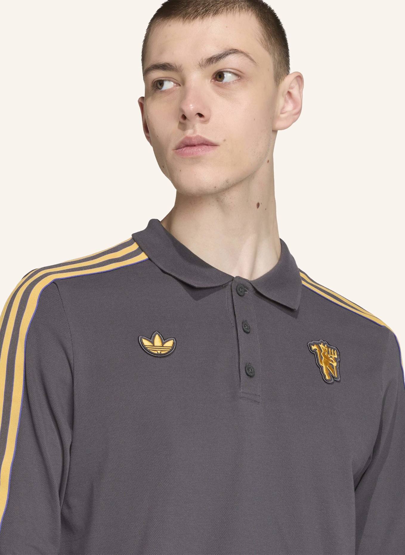 adidas Originals MANCHESTER UNITED TERRACE ICONS LANGÄRMELIGES POLOSHIRT: SCHWARZ