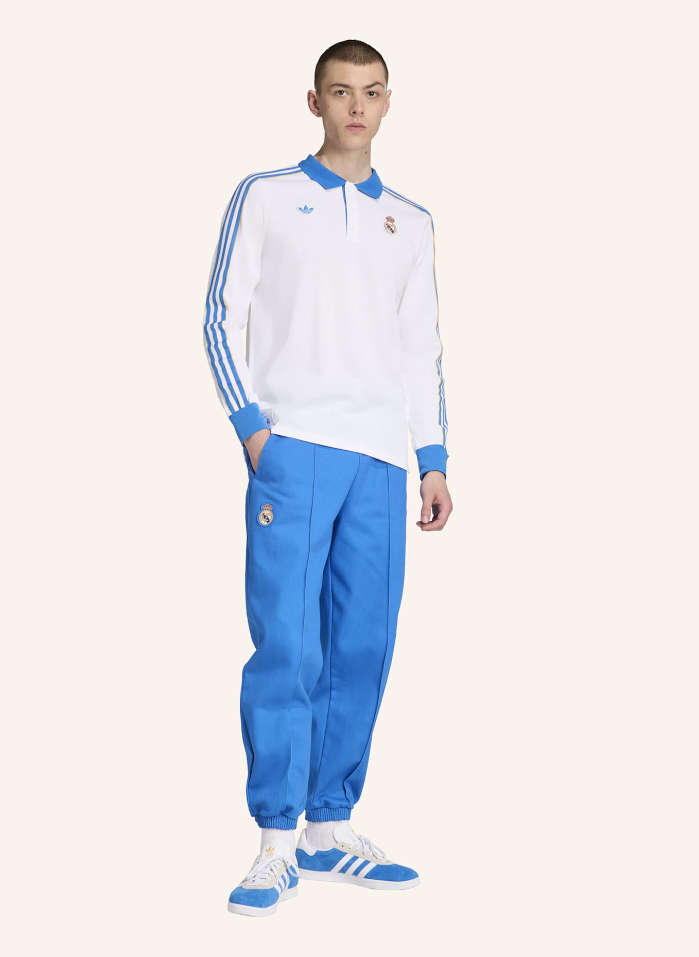 adidas Originals REAL MADRID TERRACE ICONS LANGÄRMELIGES POLOSHIRT: WEISS