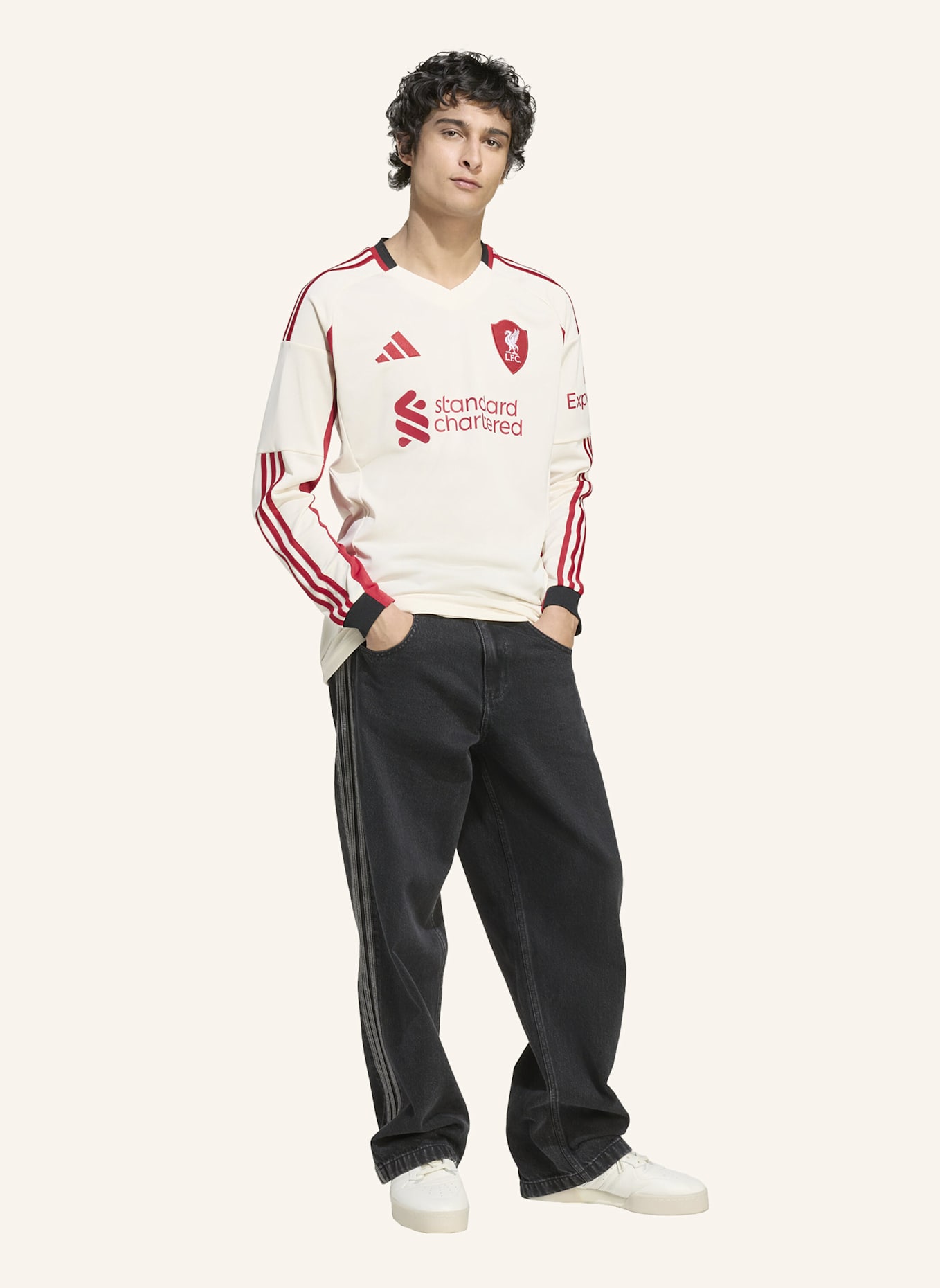 adidas FC LIVERPOOL 25/26 AUSWÄRTSTRIKOT, LANGÄRMLIG: WEISS