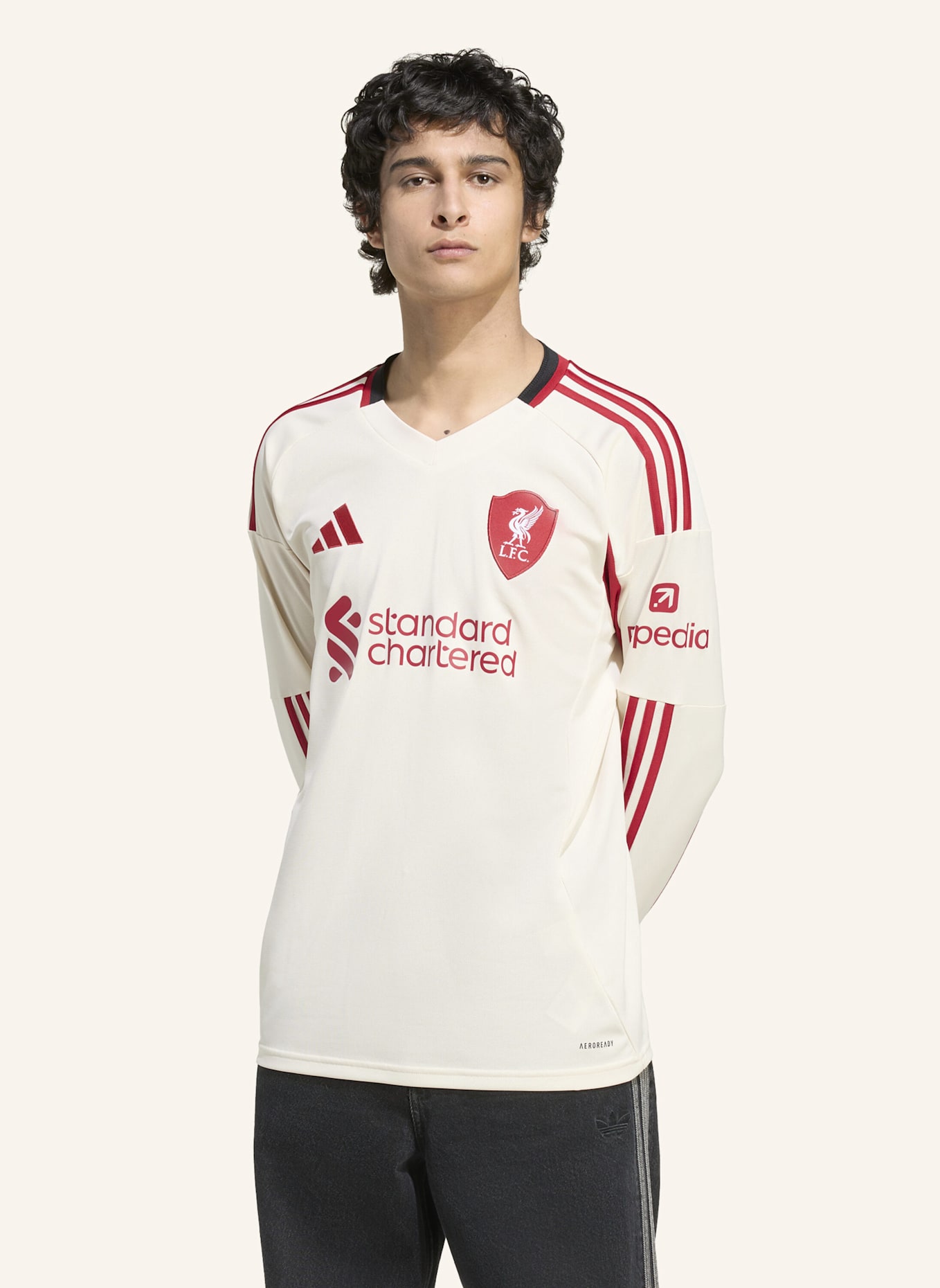 adidas FC LIVERPOOL 25/26 AUSWÄRTSTRIKOT, LANGÄRMLIG: WEISS