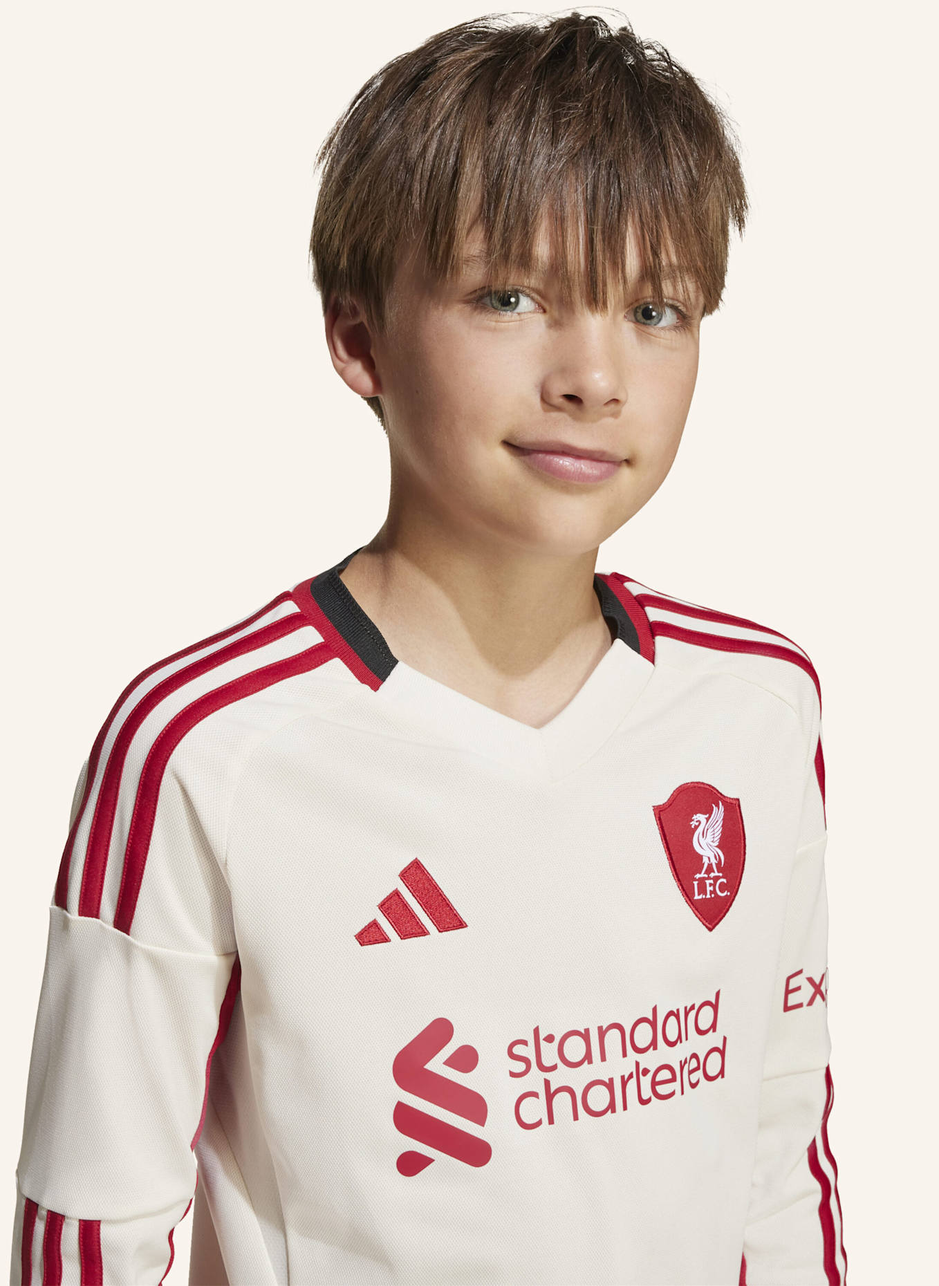 adidas LIVERPOOL FC 25/26 LANGÄRMELIGES AUSWÄRTSTRIKOT FÜR KINDER: WEISS