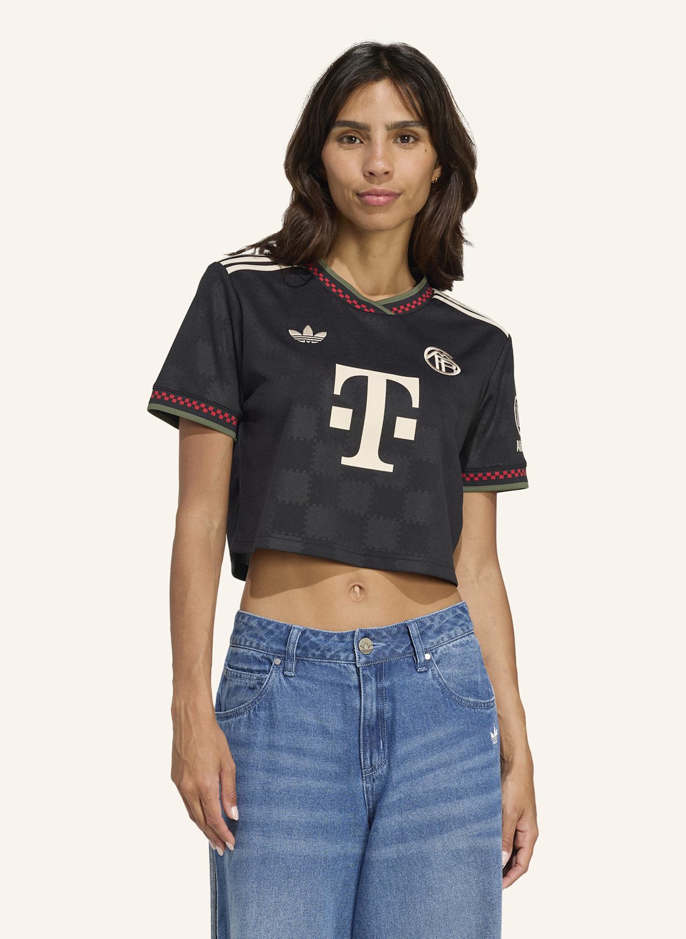 adidas FC BAYERN MÜNCHEN 25/26 AUSWEICHTRIKOT, KÜRZER GESCHNITTEN: SCHWARZ/ BEIGE