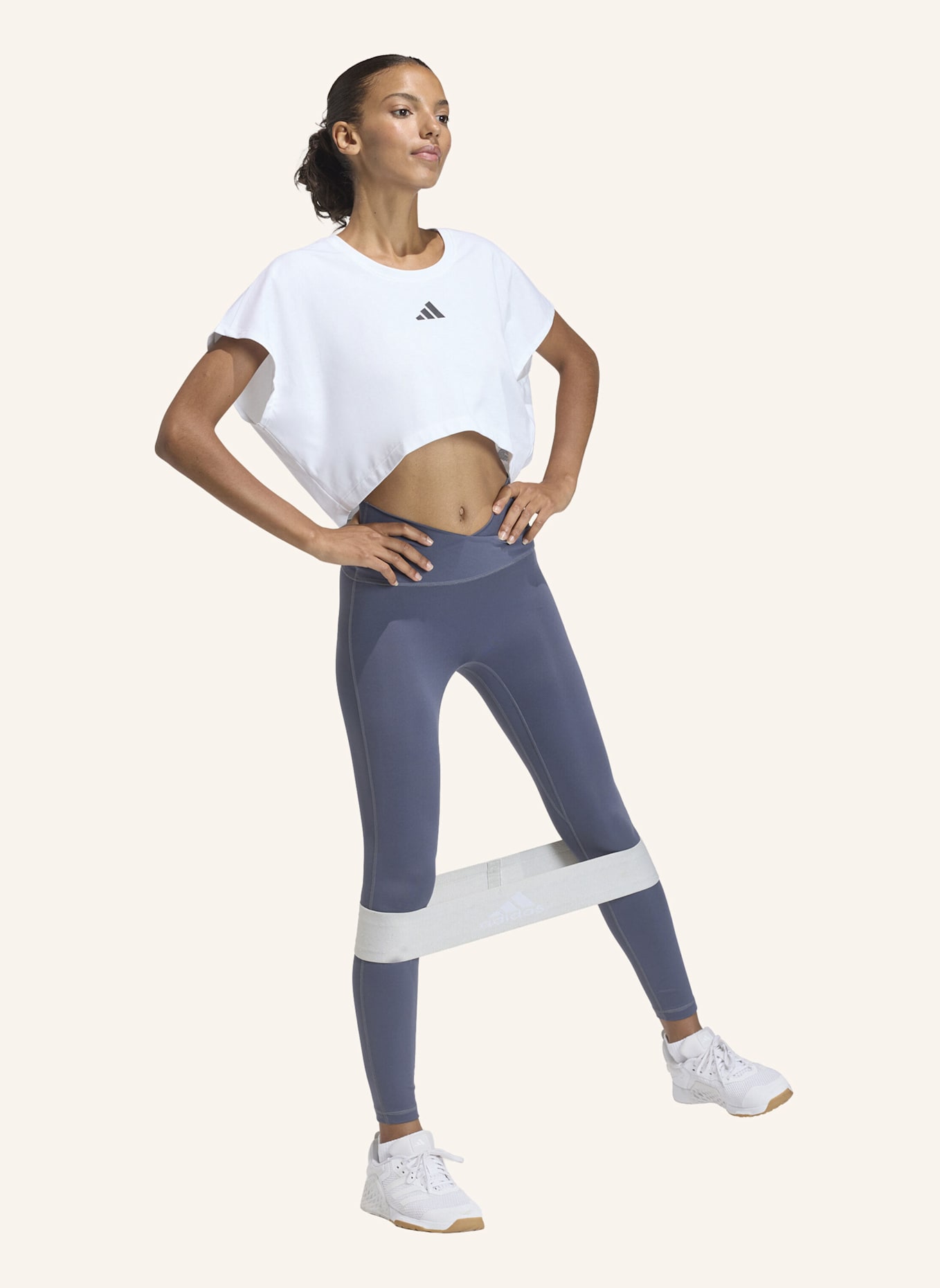 adidas 3-STREIFEN STUDIO ALL ME 7/8 X-OVER LEGGINGS: LILA