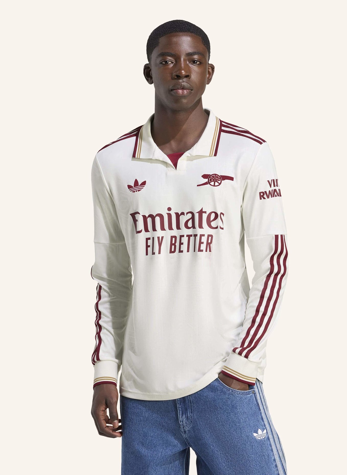 adidas FC ARSENAL 25/26 LANGARM-AUSWEICHTRIKOT: WEISS/ ROT