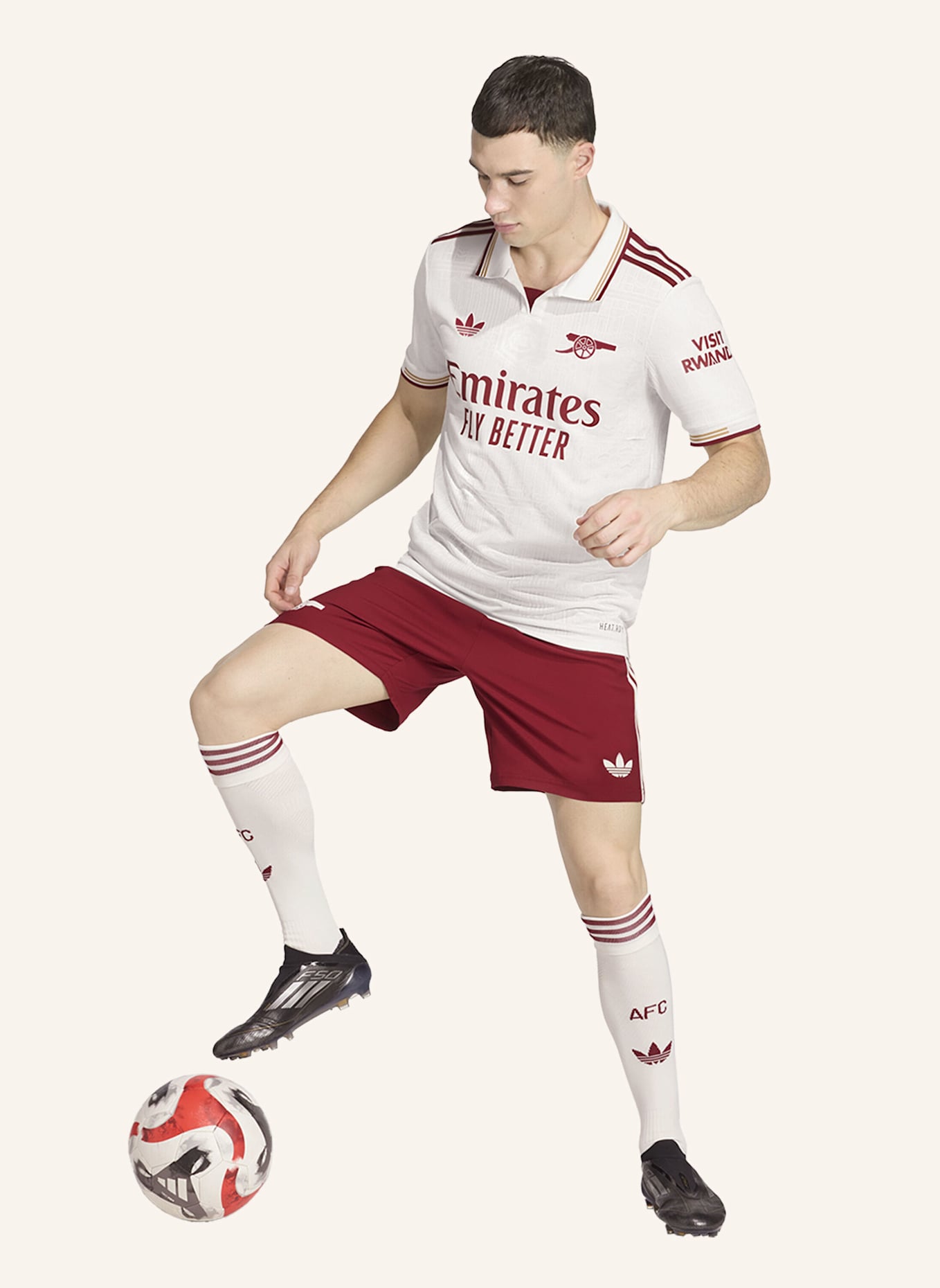 adidas FC ARSENAL 25/26 AUSWEICHTRIKOT AUTHENTIC: WEISS/ ROT