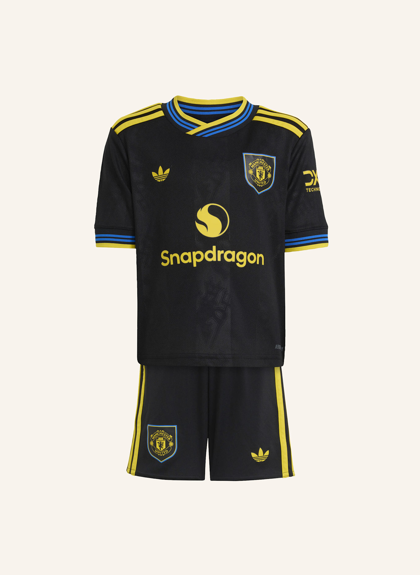 adidas MANCHESTER UNITED 25/26 AUSWEICHAUSRÜSTUNG FÜR KINDER: SCHWARZ