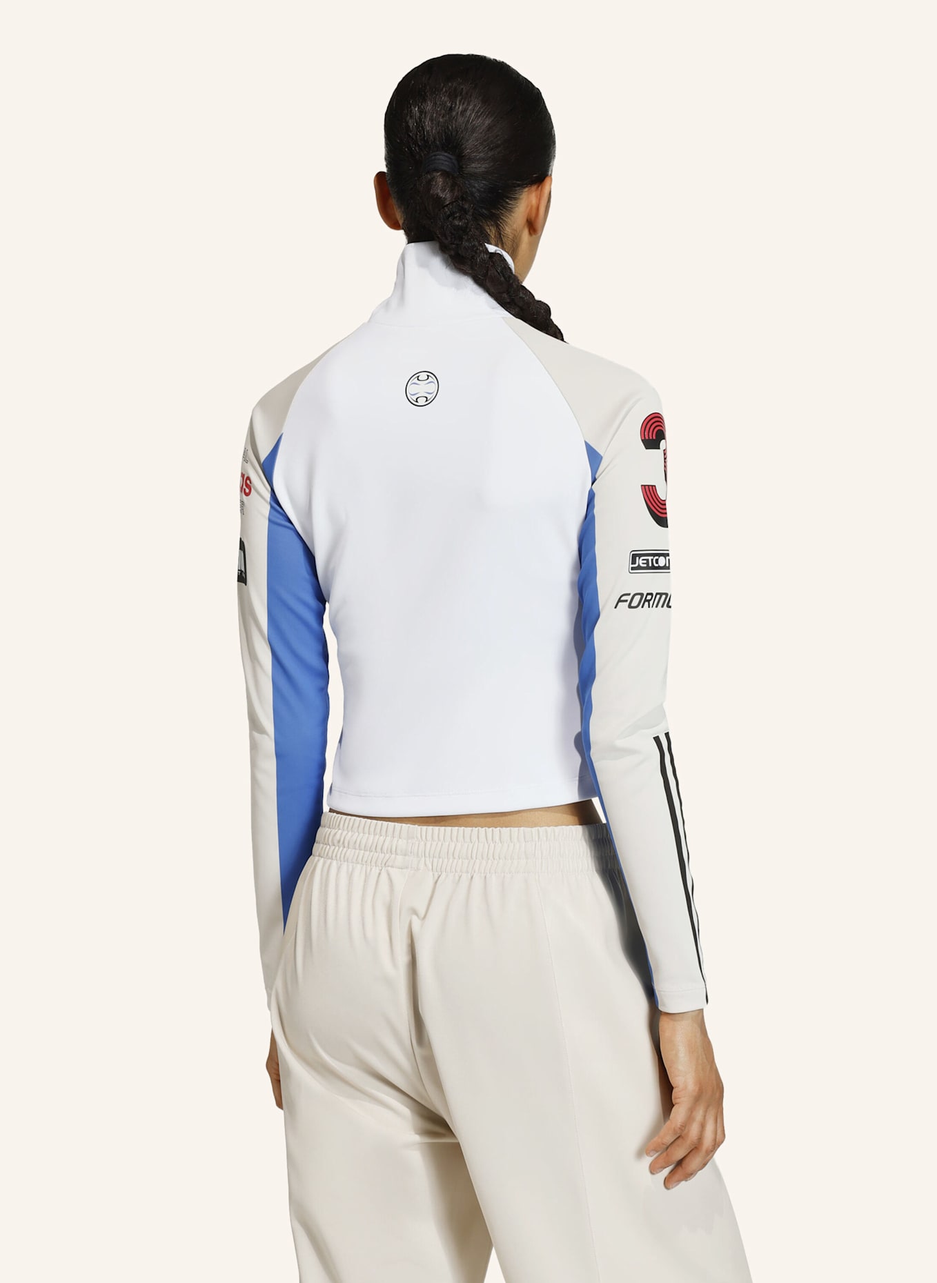 adidas Originals TEAMGEIST SLIM FULL ZIP OBERTEIL: WEISS/ GRAU