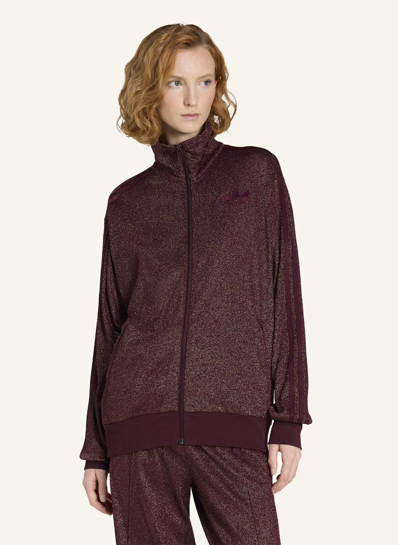 adidas Originals Sweatjacke FIREBIRD mit Glitzergarn: ROT/ GOLD