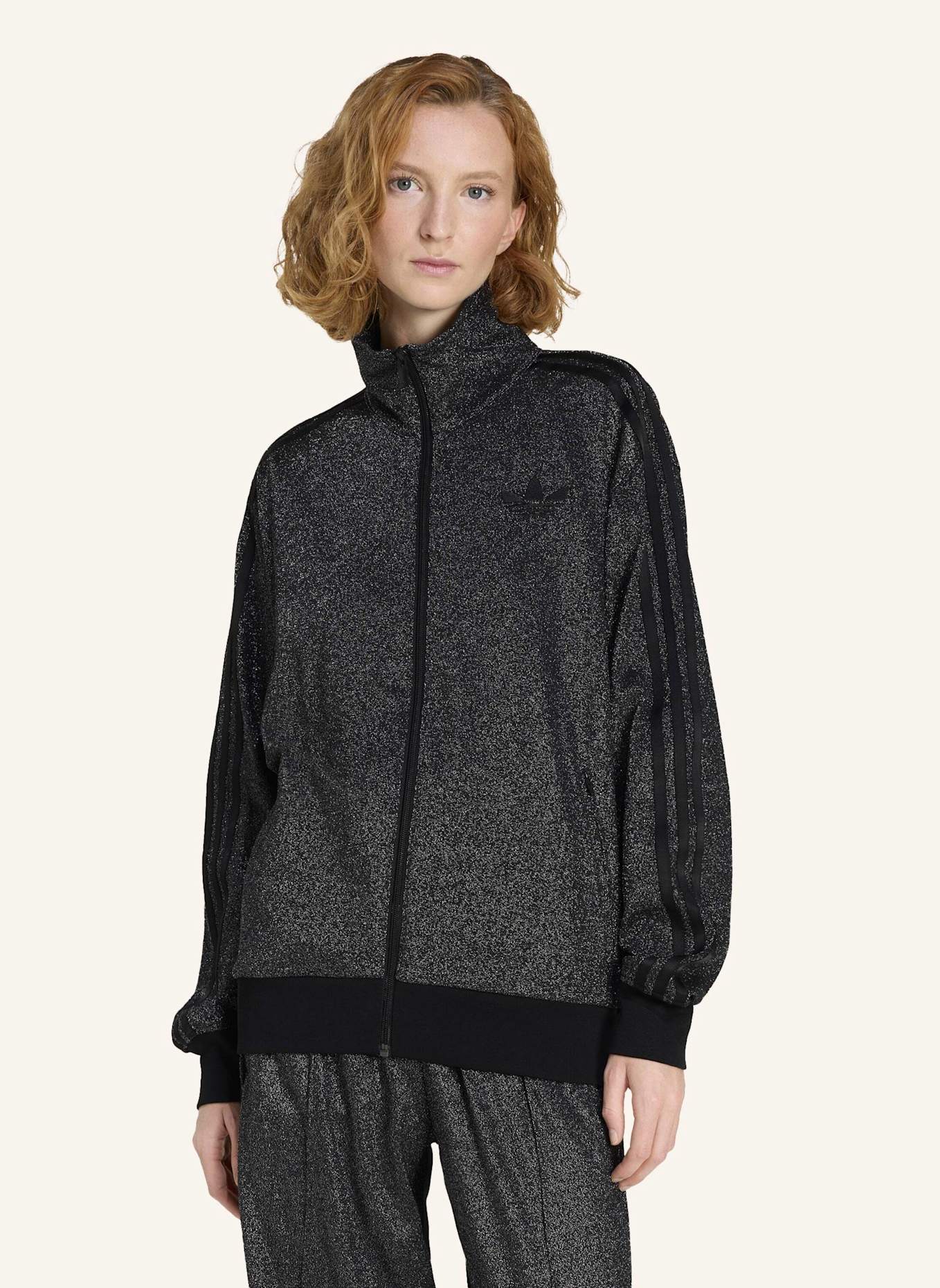 adidas Originals Sweatjacke FIREBIRD mit Glitzergarn: SCHWARZ/ SILBER