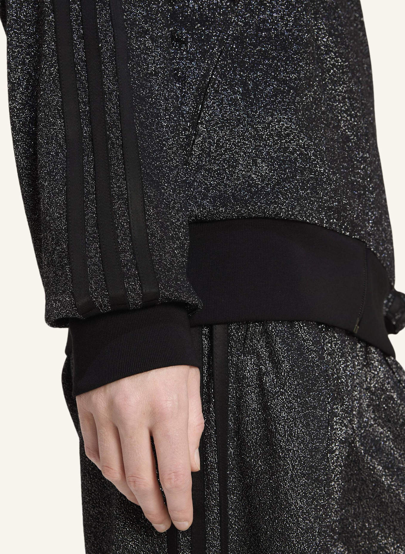 adidas Originals Sweatjacke FIREBIRD mit Glitzergarn: SCHWARZ/ SILBER