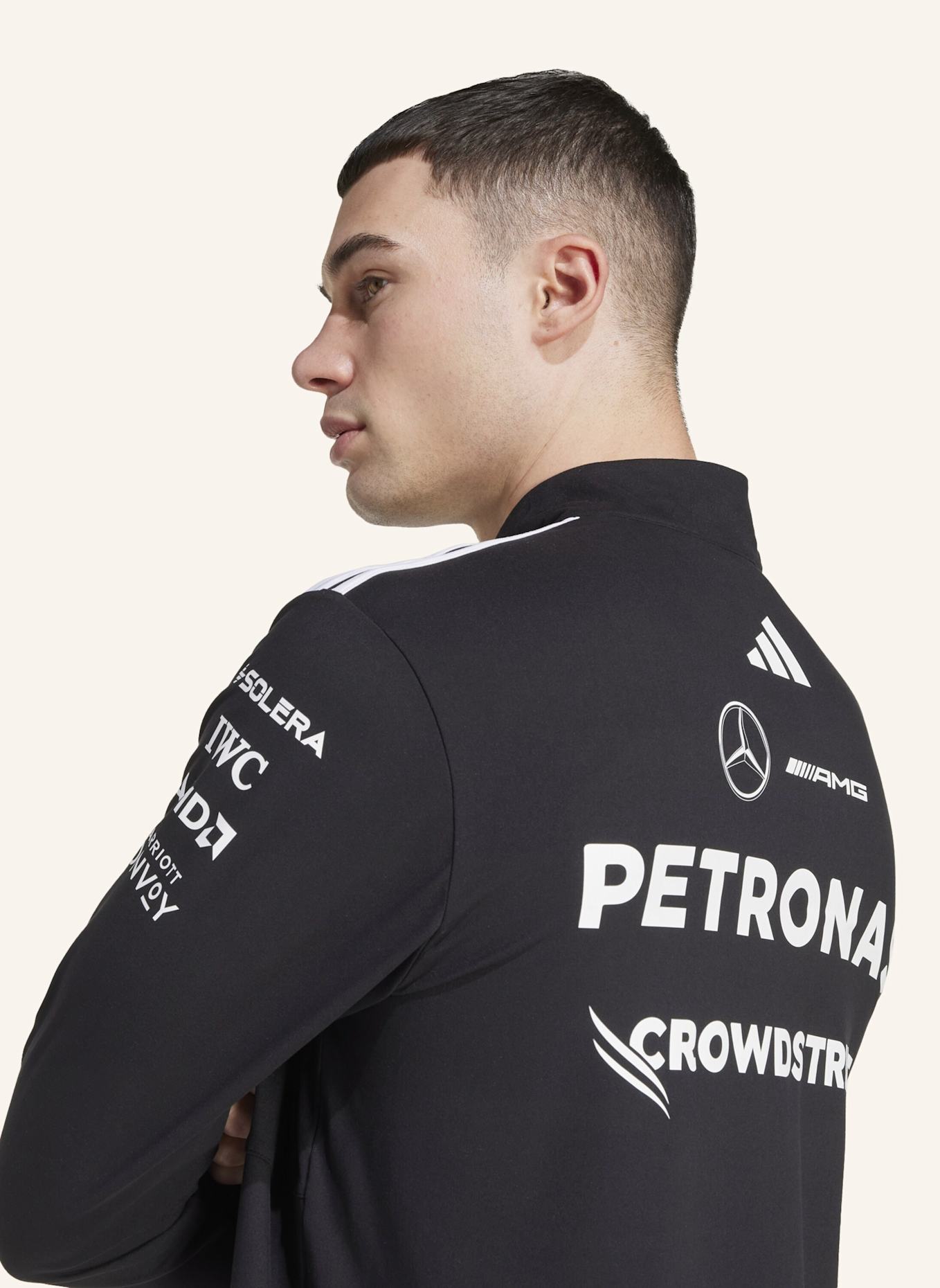 adidas MERCEDES - AMG PETRONAS FORMULA ONE TEAM QUARTER ZIP OBERTEIL: SCHWARZ/ WEISS
