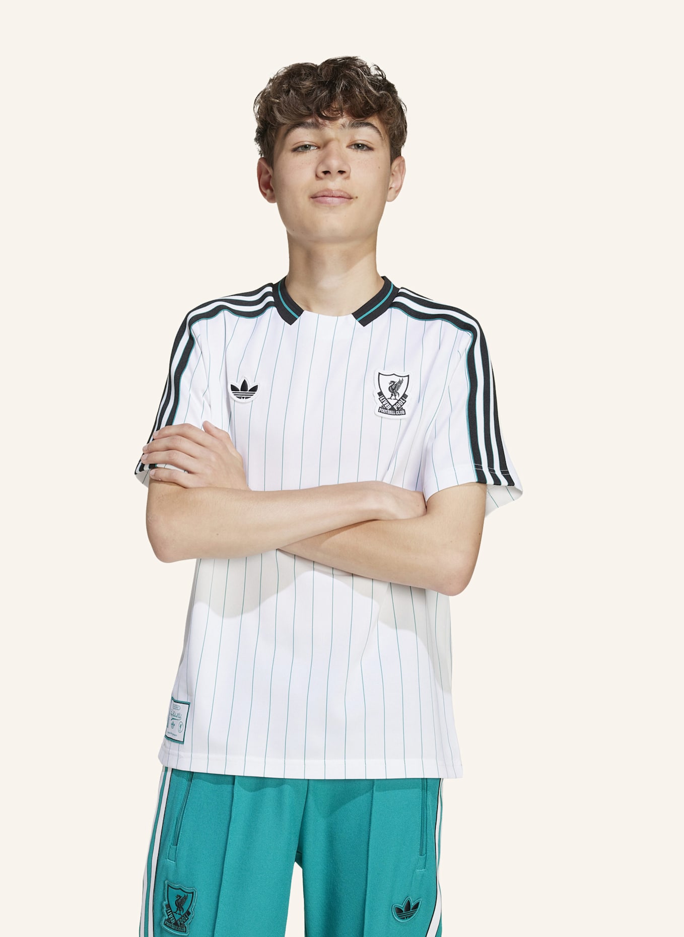 adidas Originals LIVERPOOL FC TERRACE ICONS JERSEY FÜR KINDER: WEISS/ GRÜN