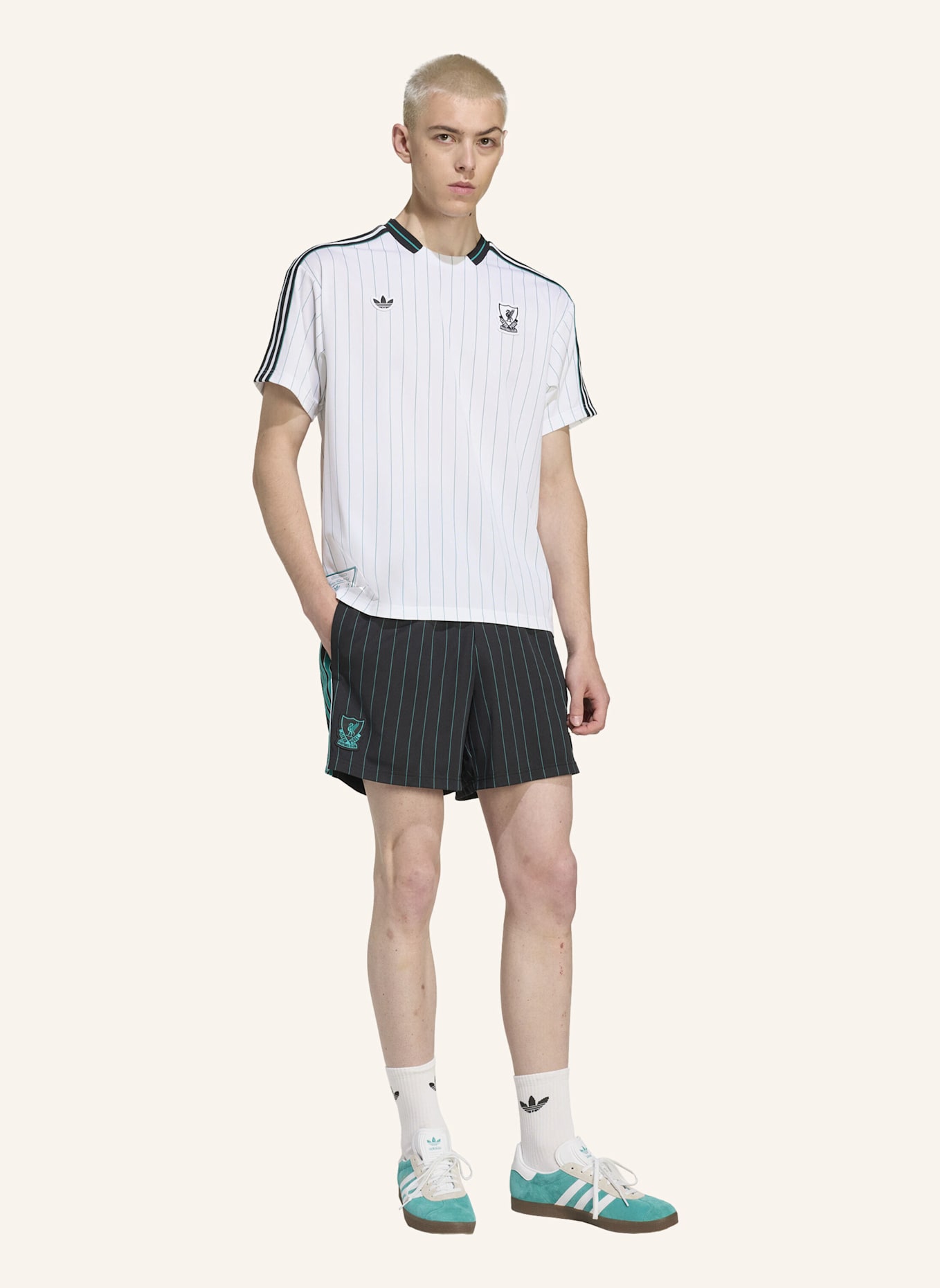adidas Originals FC LIVERPOOL TERRACE ICONS JERSEY: WEISS/ GRÜN