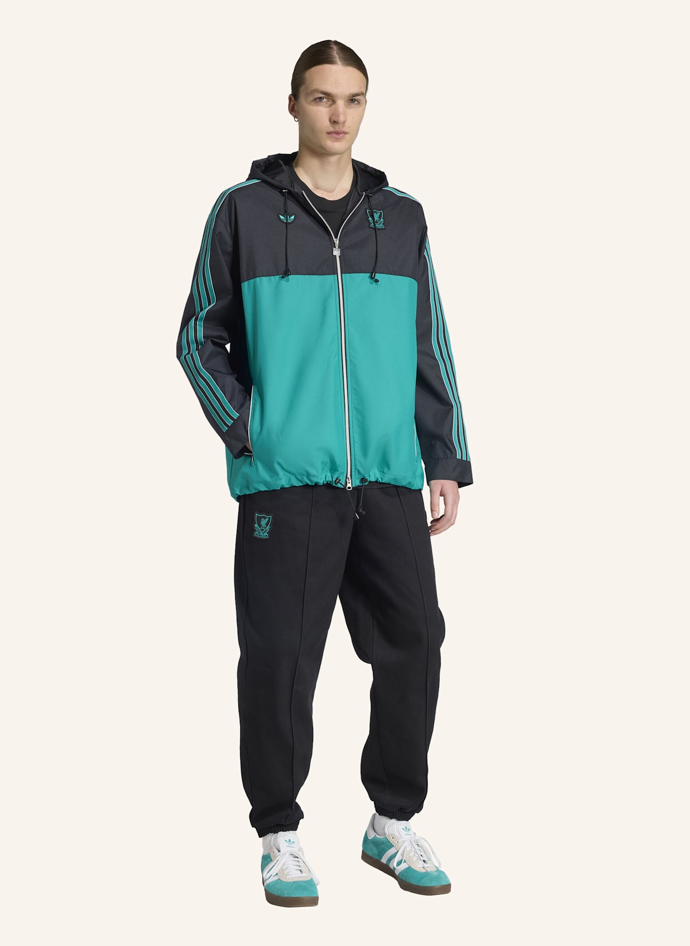 adidas Originals FC LIVERPOOL TERRACE ICONS PARKA: SCHWARZ/ GRÜN