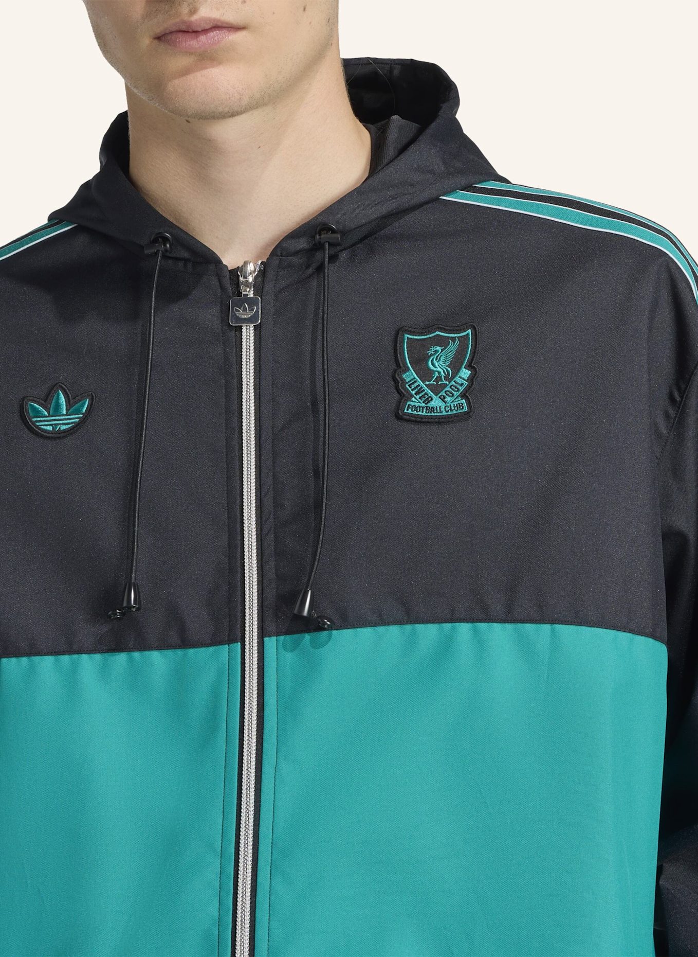 adidas Originals FC LIVERPOOL TERRACE ICONS PARKA: SCHWARZ/ GRÜN