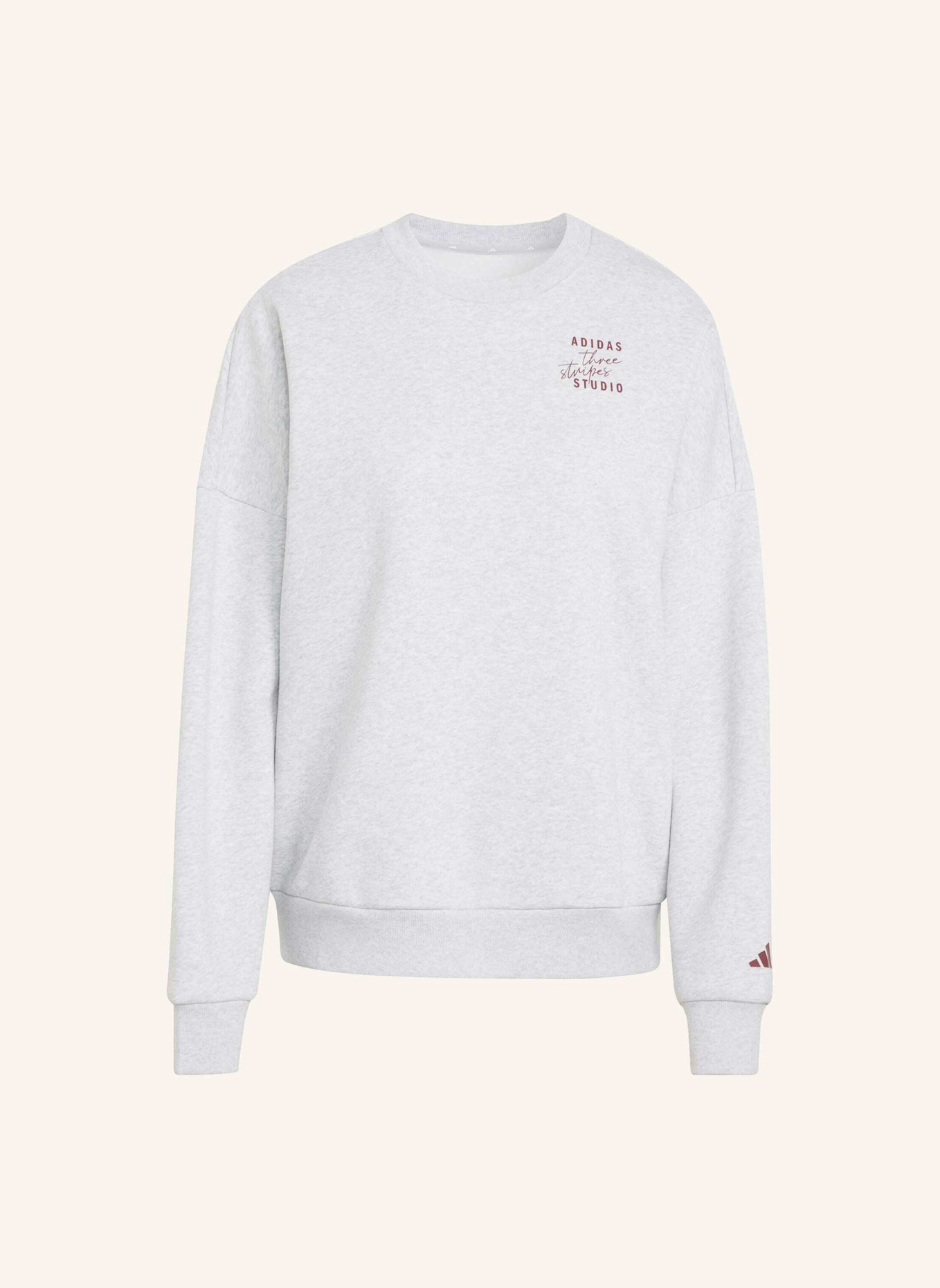 adidas 3-STREIFEN STUDIO FL HOODIE: GRAU