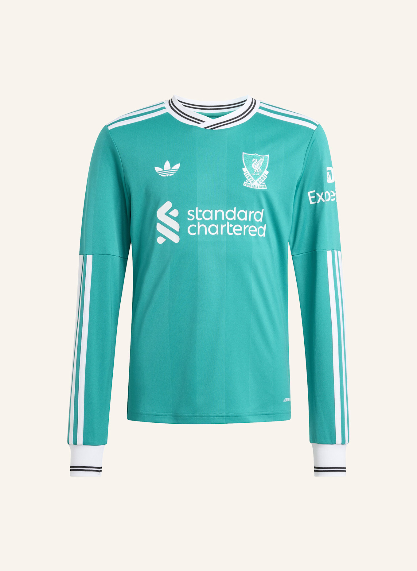 adidas LIVERPOOL FC 25/26 LANGÄRMELIGES AUSWEICHTRIKOT FÜR KINDER: GRÜN